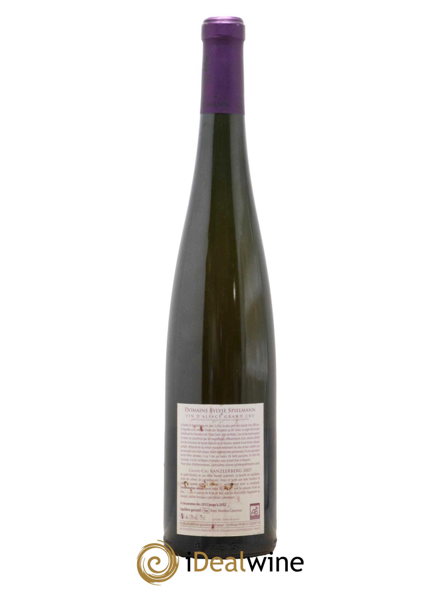 Alsace Riesling Grand Cru Kanzlerberg Domaine Sylvie Spielmann 2007 - Lot de 1 bouteille - 1