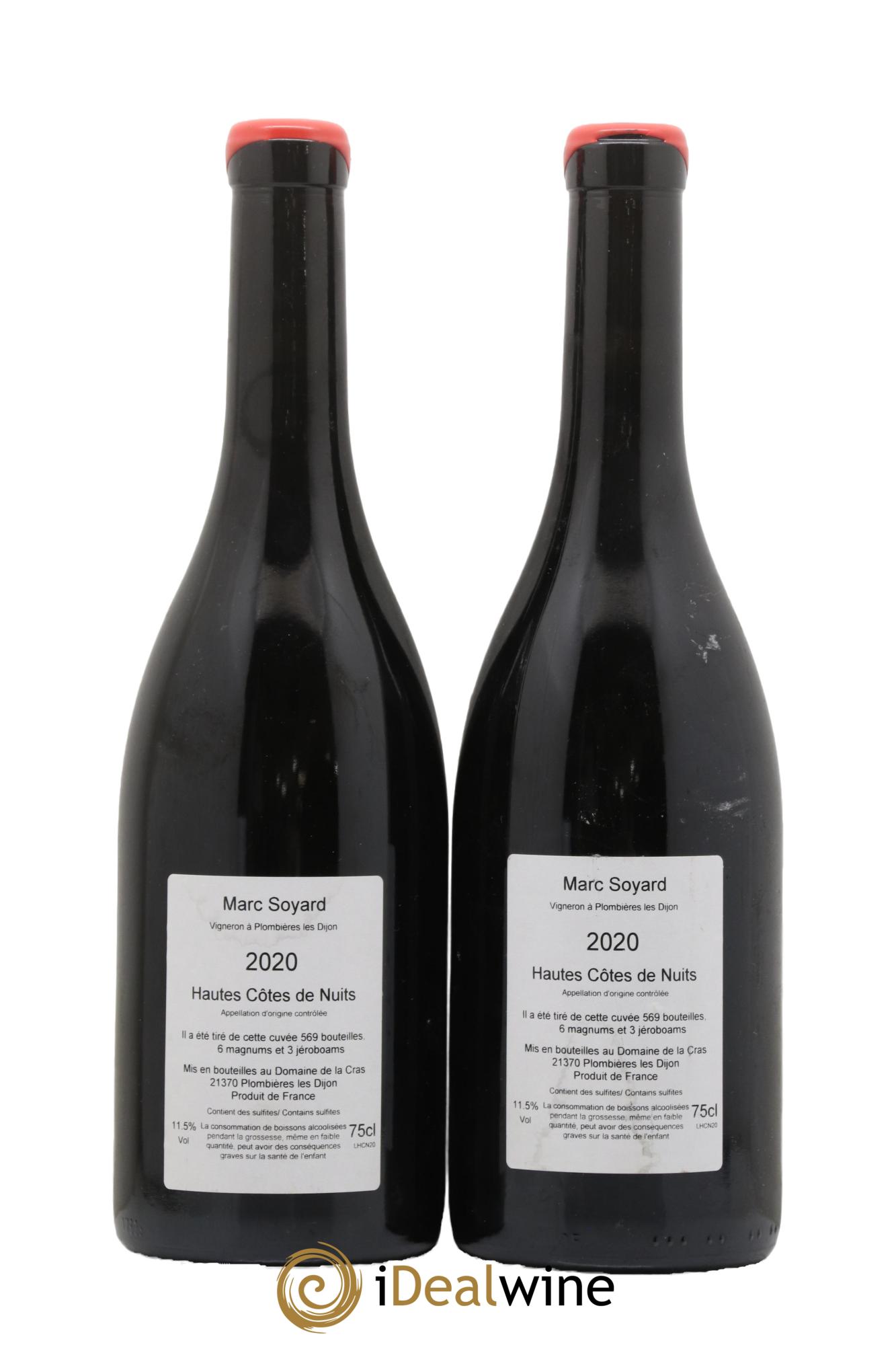 Hautes-Côtes de Nuits Domaine de la Cras - Marc Soyard 2020 - Lot de 2 bouteilles - 1