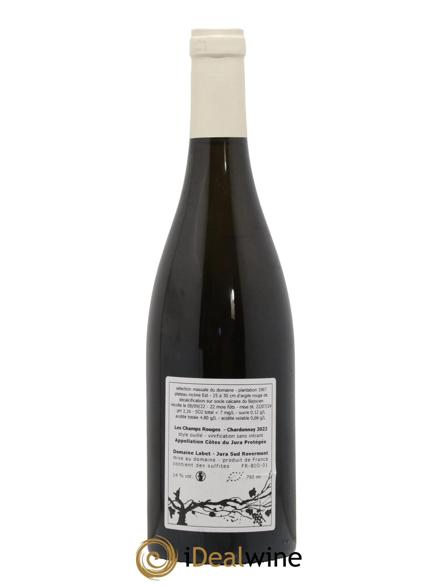 Côtes du Jura Chardonnay Les Champs Rouges Romain - Julien  - Charline Labet 2022 - Lot de 1 bouteille - 1