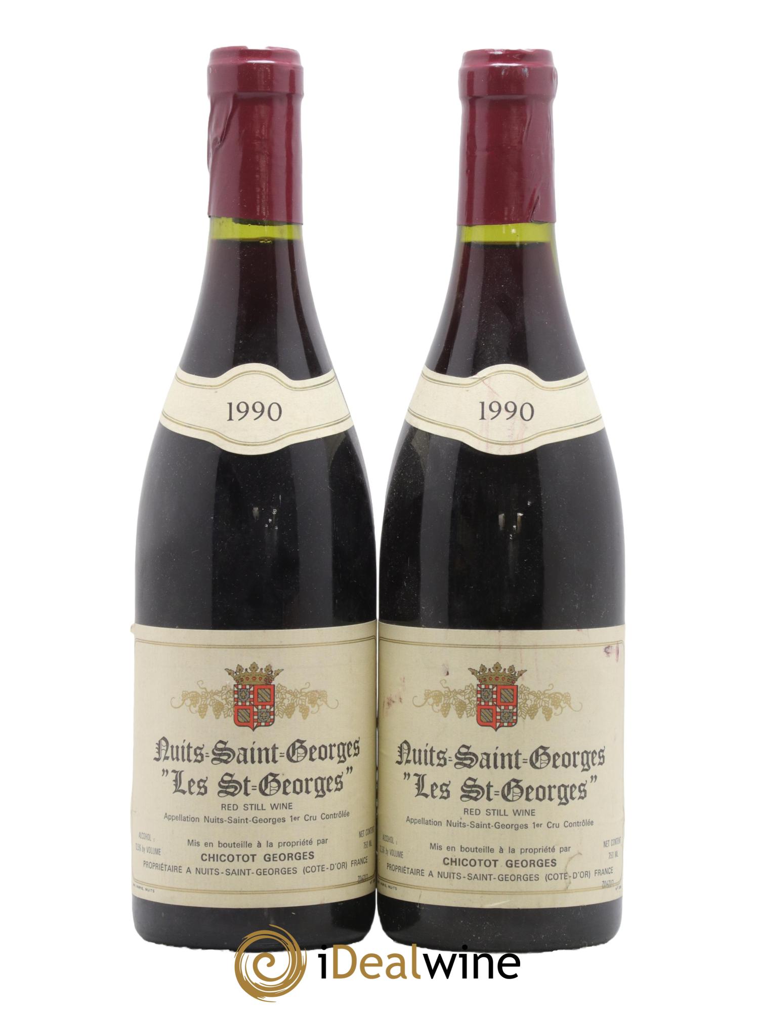Nuits-Saint-Georges 1er Cru Les Saint-Georges Chicotot 1990 - Lot de 2 bouteilles - 0