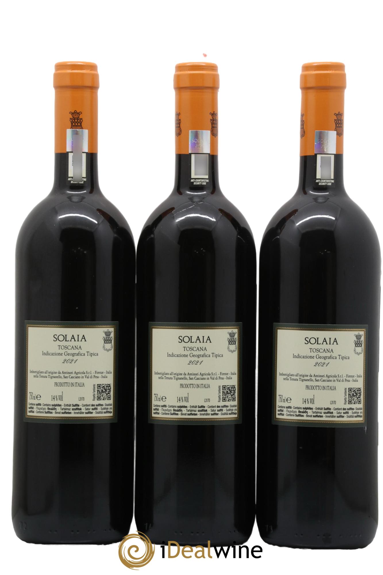 Toscana IGT Solaia Tenuta Tignanello - Marchesi Antinori 2021 - Lot of 3 bottles - 1