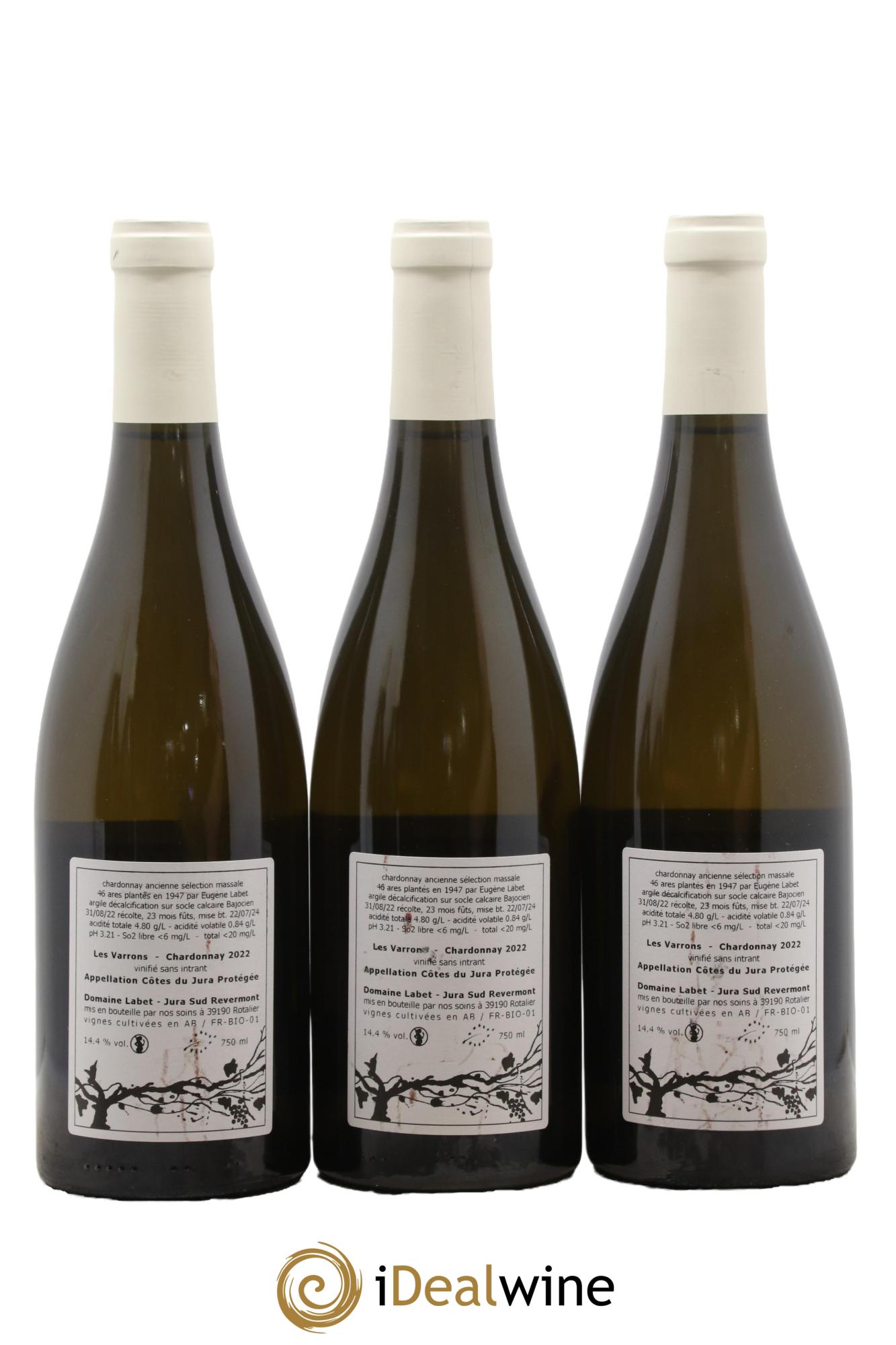 Côtes du Jura Chardonnay Les Varrons Romain - Julien  - Charline Labet 2022 - Lotto di 3 bottiglie - 1