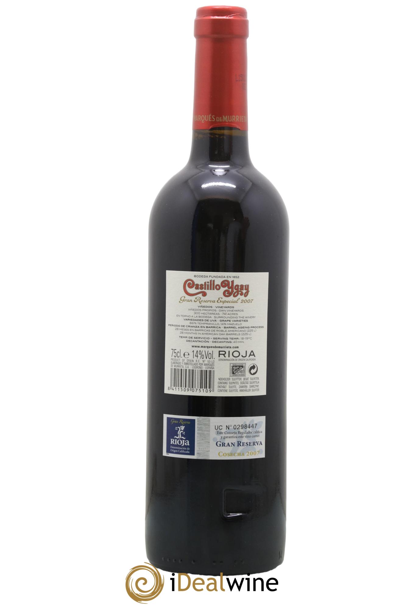Rioja DOCA Castillo Ygay Gran Reserva Especial Marqués de Murrieta 2007 - Posten von 1 Flasche - 1