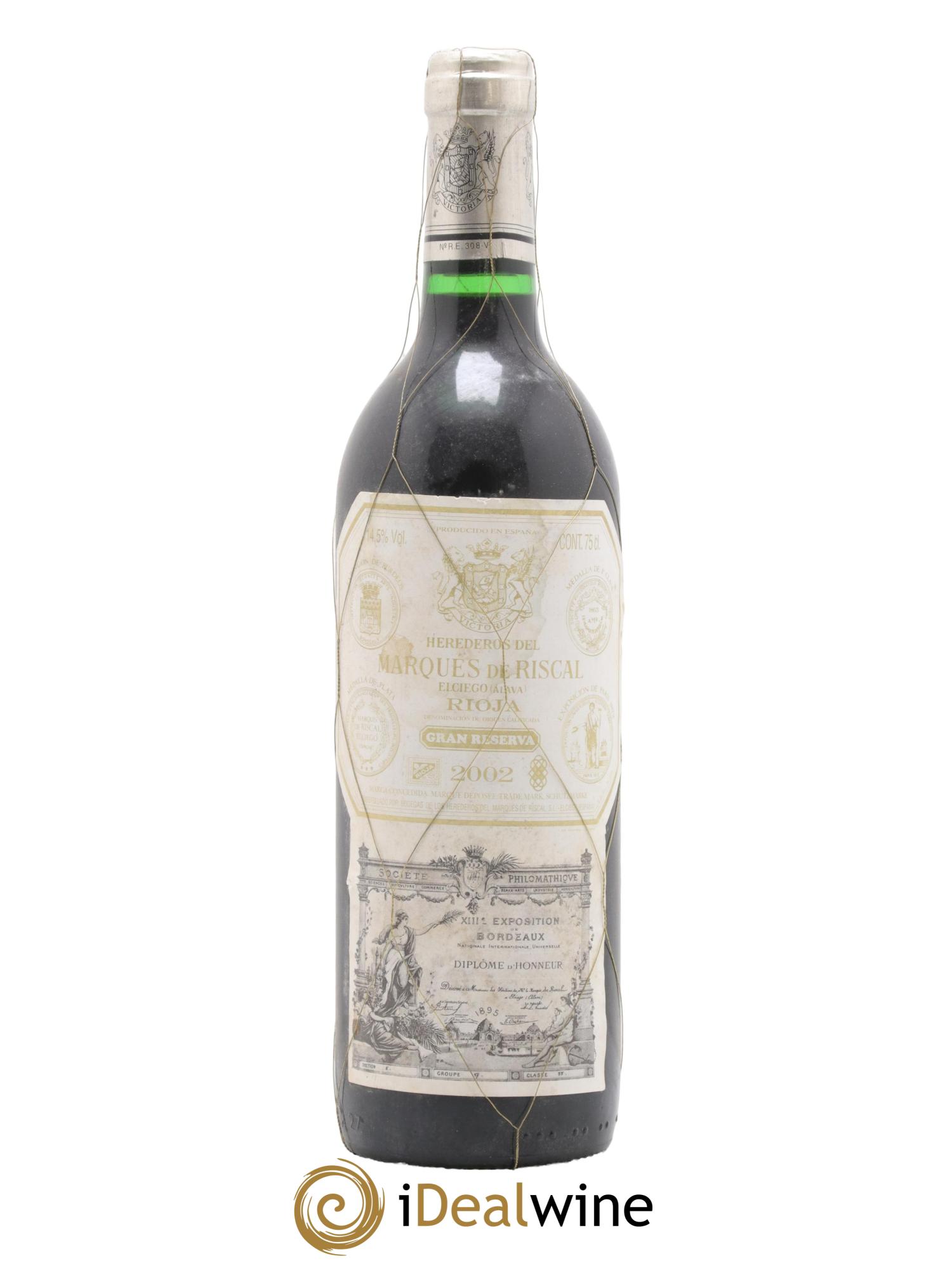 Rioja DOCA Gran Reserva Marqués de Riscal 2002 - Lot de 1 bouteille - 0