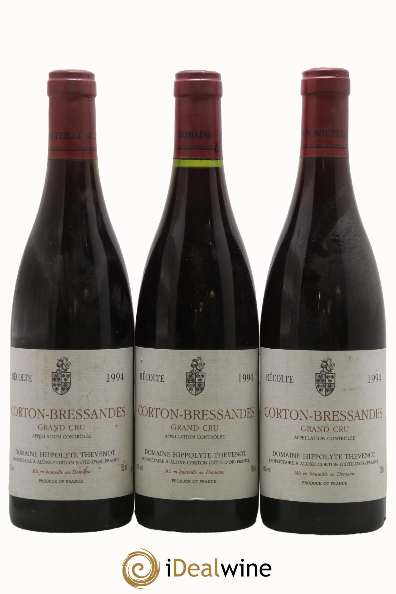 Corton Grand Cru Bressandes Hippolyte Thevenot 1994 - Lot de 3 bouteilles - 0