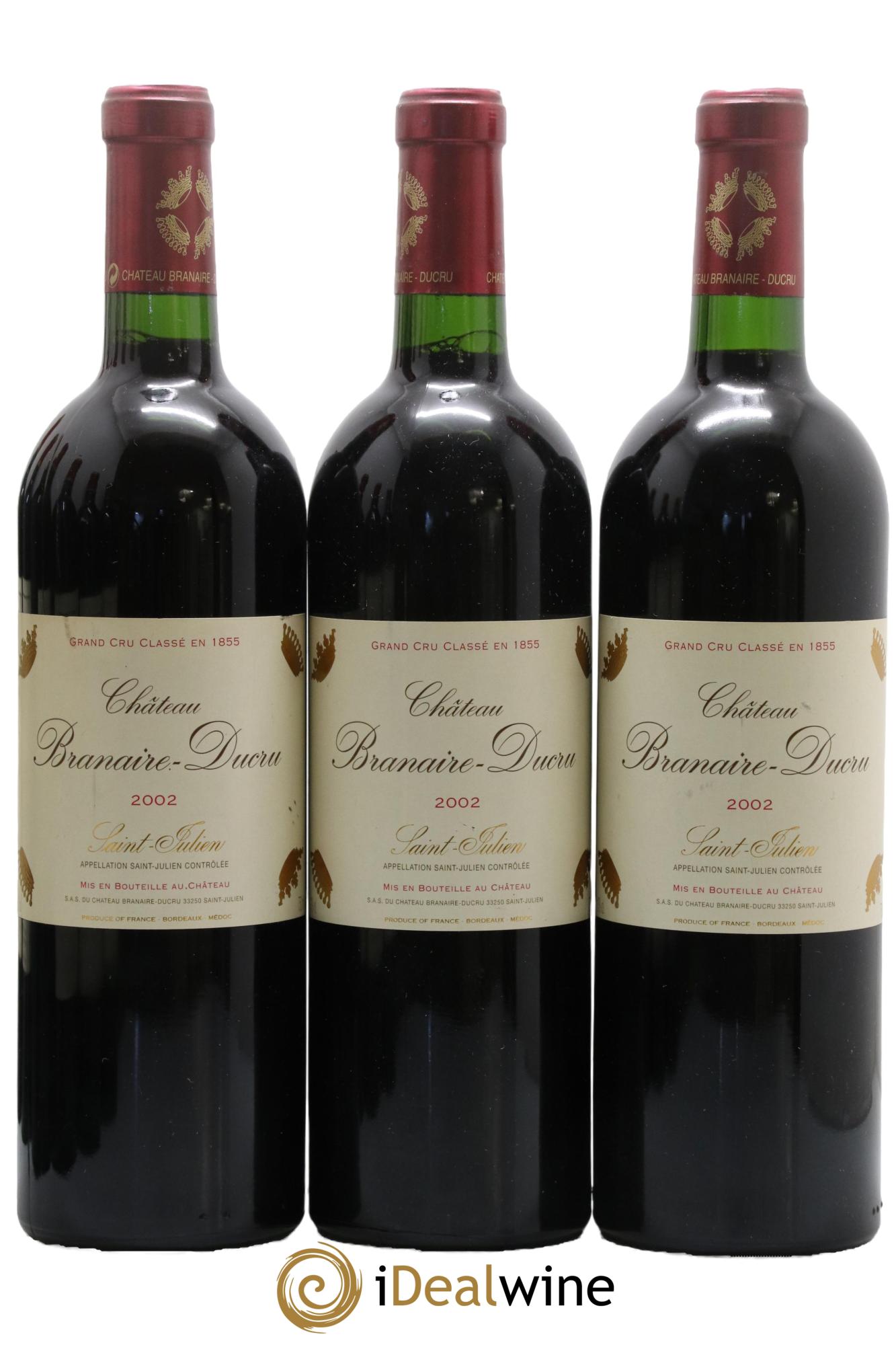 Château Branaire Ducru 4ème Grand Cru Classé 2002 - Posten von 3 Flaschen - 0