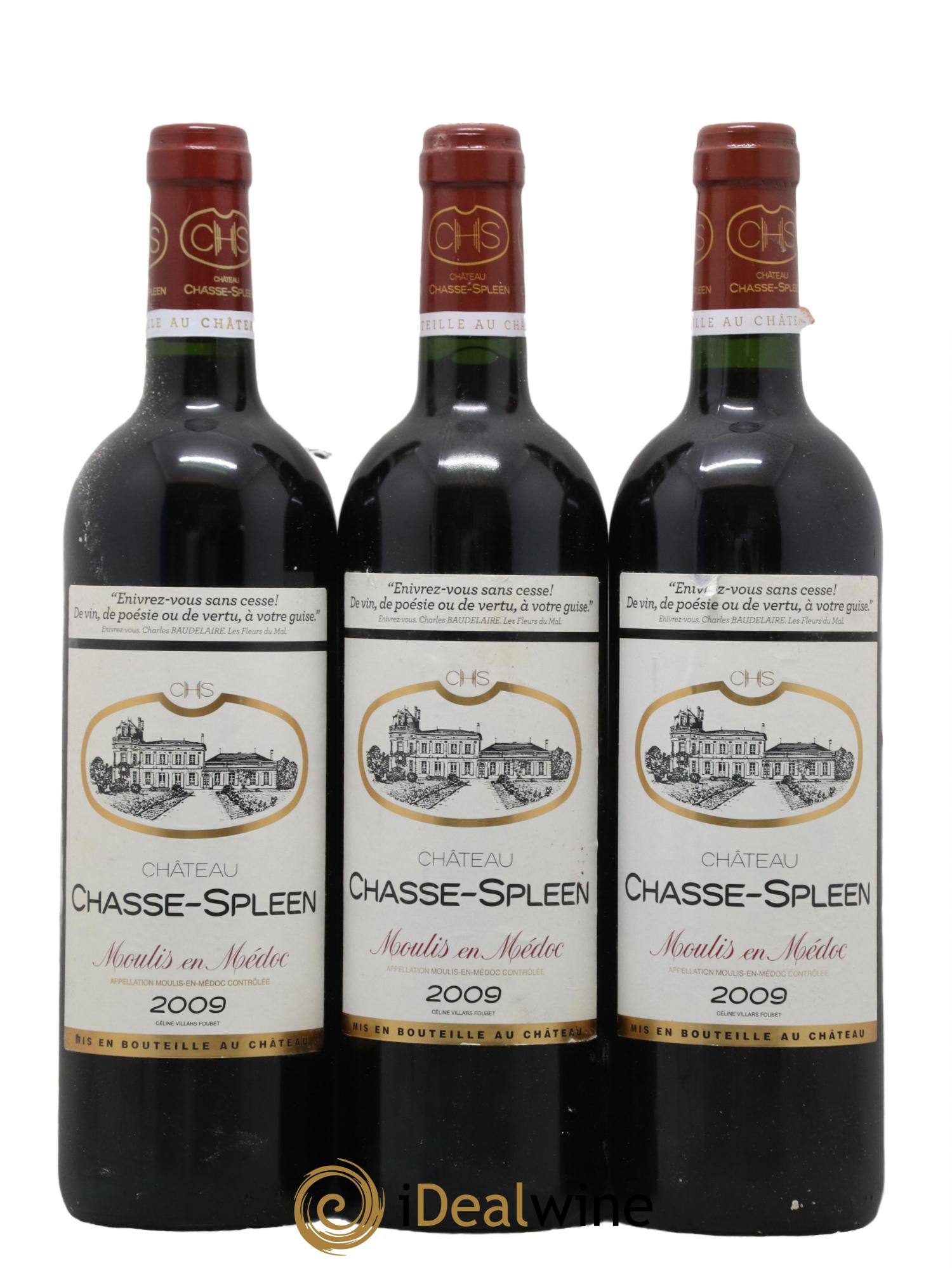 Château Chasse Spleen 2009 - Lot de 3 bouteilles - 0