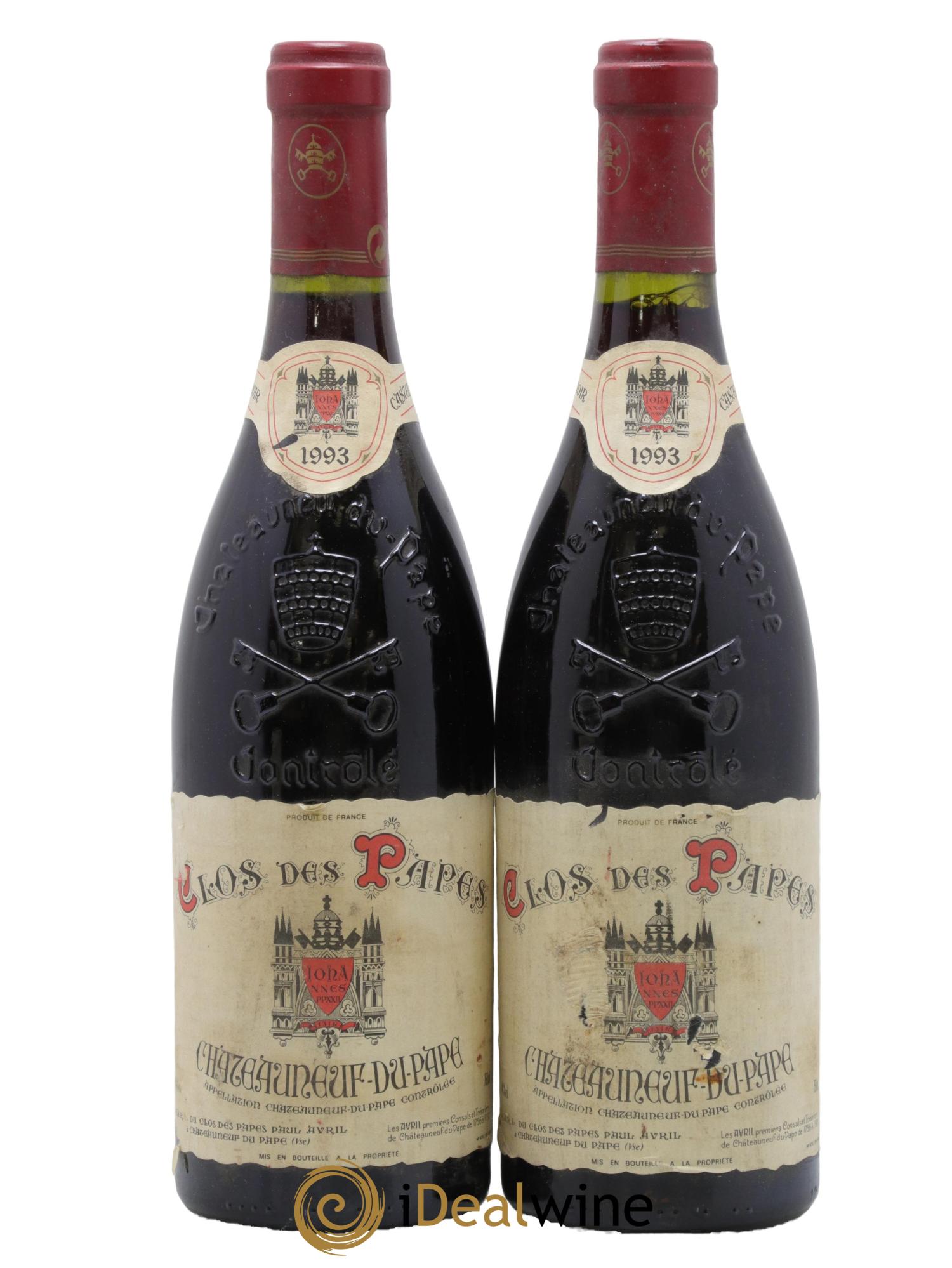 Châteauneuf-du-Pape Clos des Papes - Paul Avril 1993 - Lot de 2 bouteilles - 0