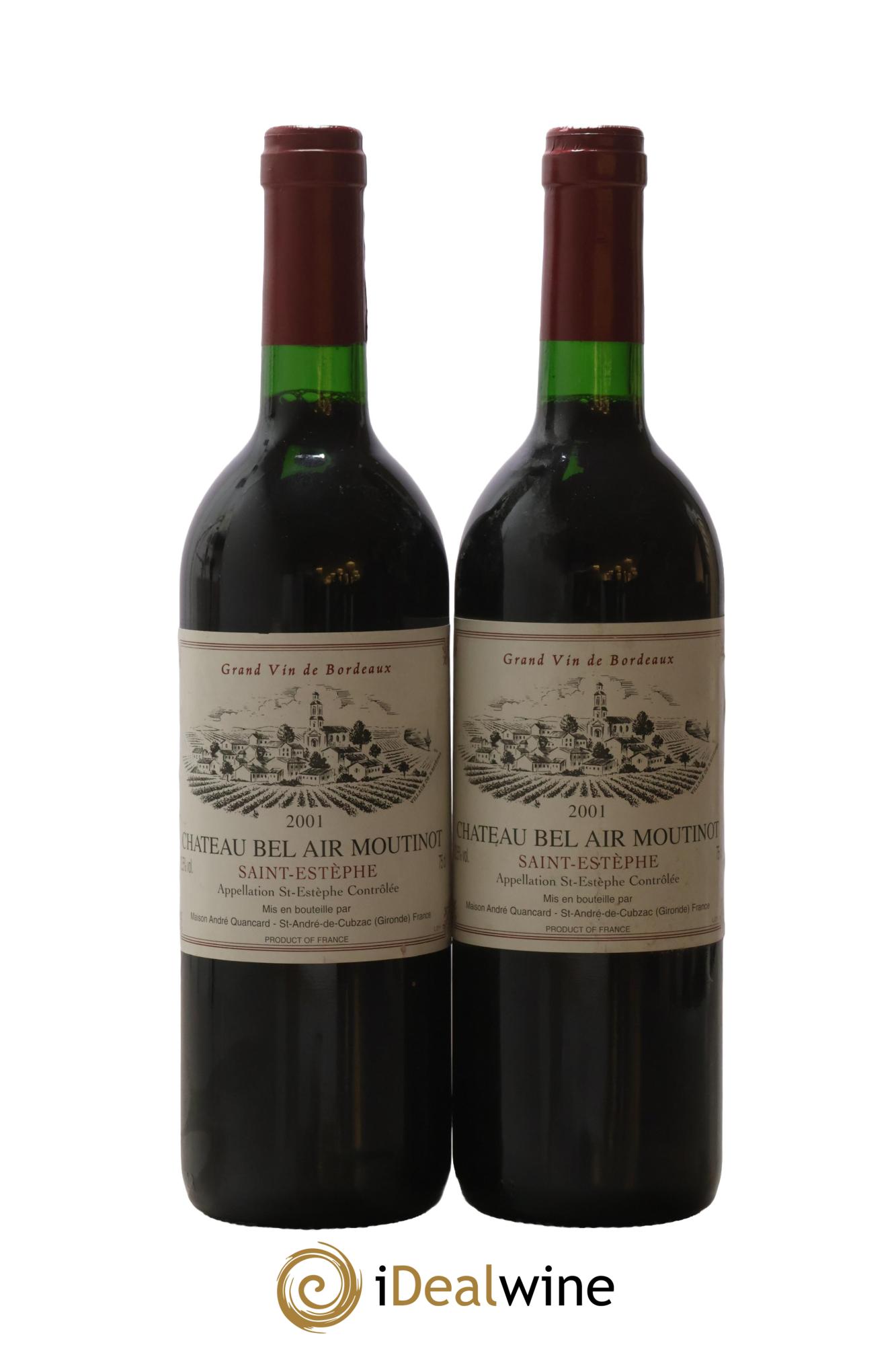 Saint-Estèphe Château Bel Air Moutinot 2001 - Lot de 2 bouteilles - 0