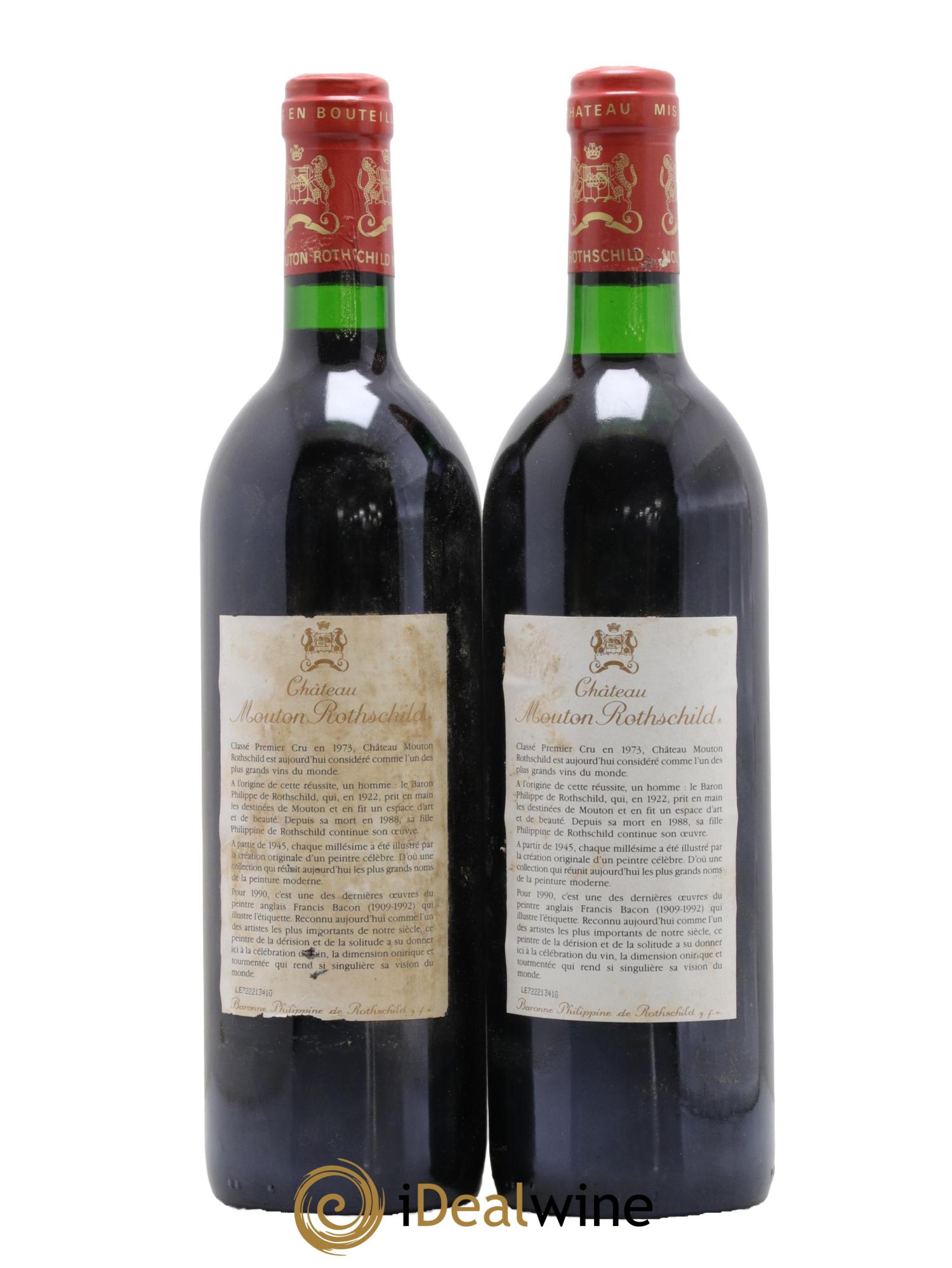 Château Mouton Rothschild 1er Grand Cru Classé 1990 - Lot de 2 bouteilles - 1