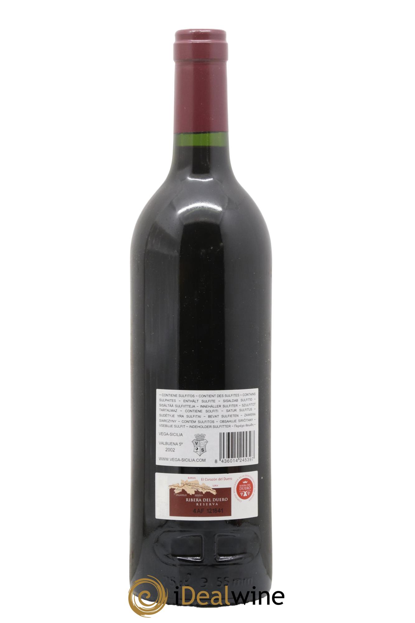 Ribera Del Duero DO Vega Sicilia Valbuena 5 ano Famille Alvarez 2002 - Lot de 1 bouteille - 1