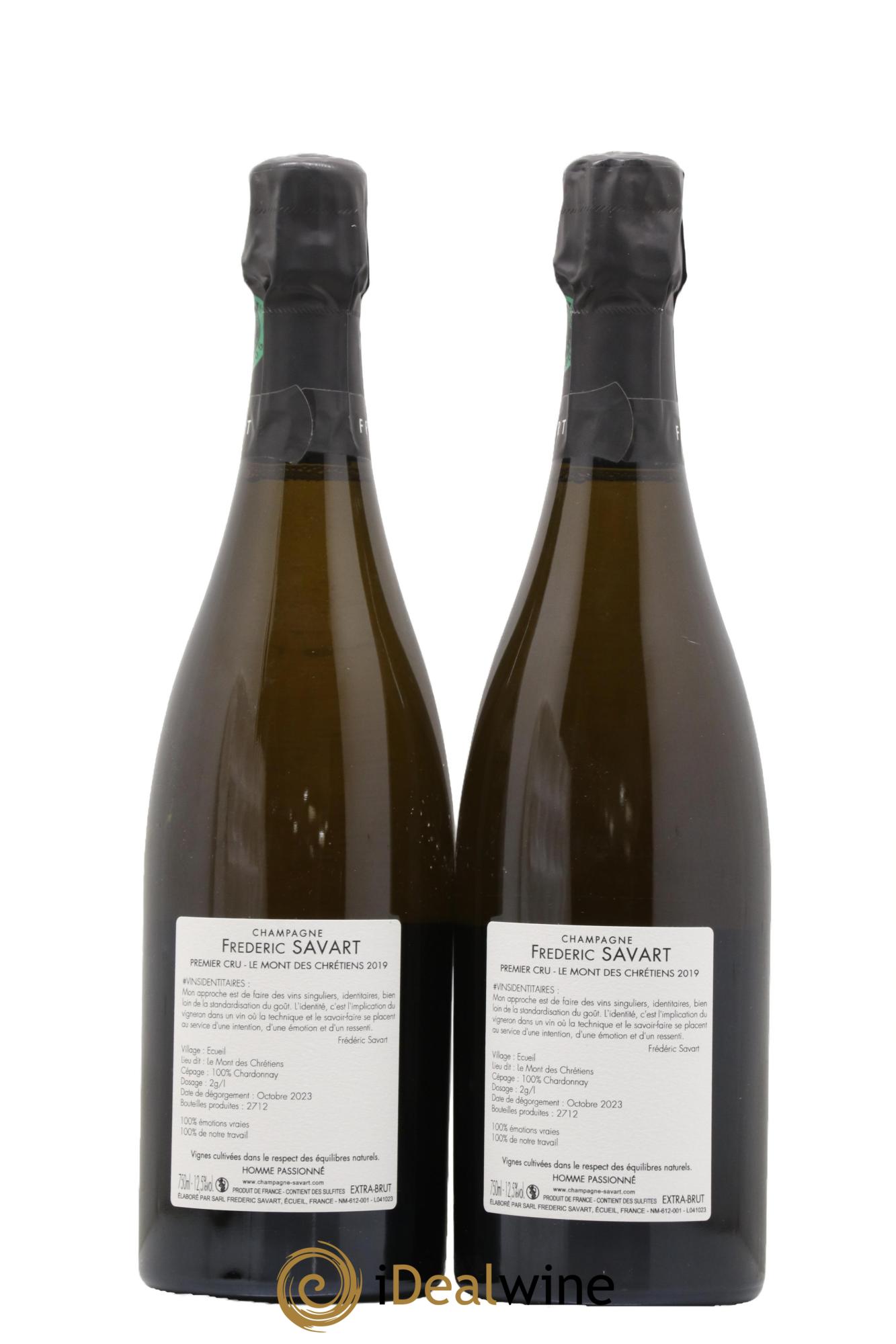 Le Mont des Chrétiens 1er Cru Extra-Brut Savart 2019 - Lot of 2 bottles - 1