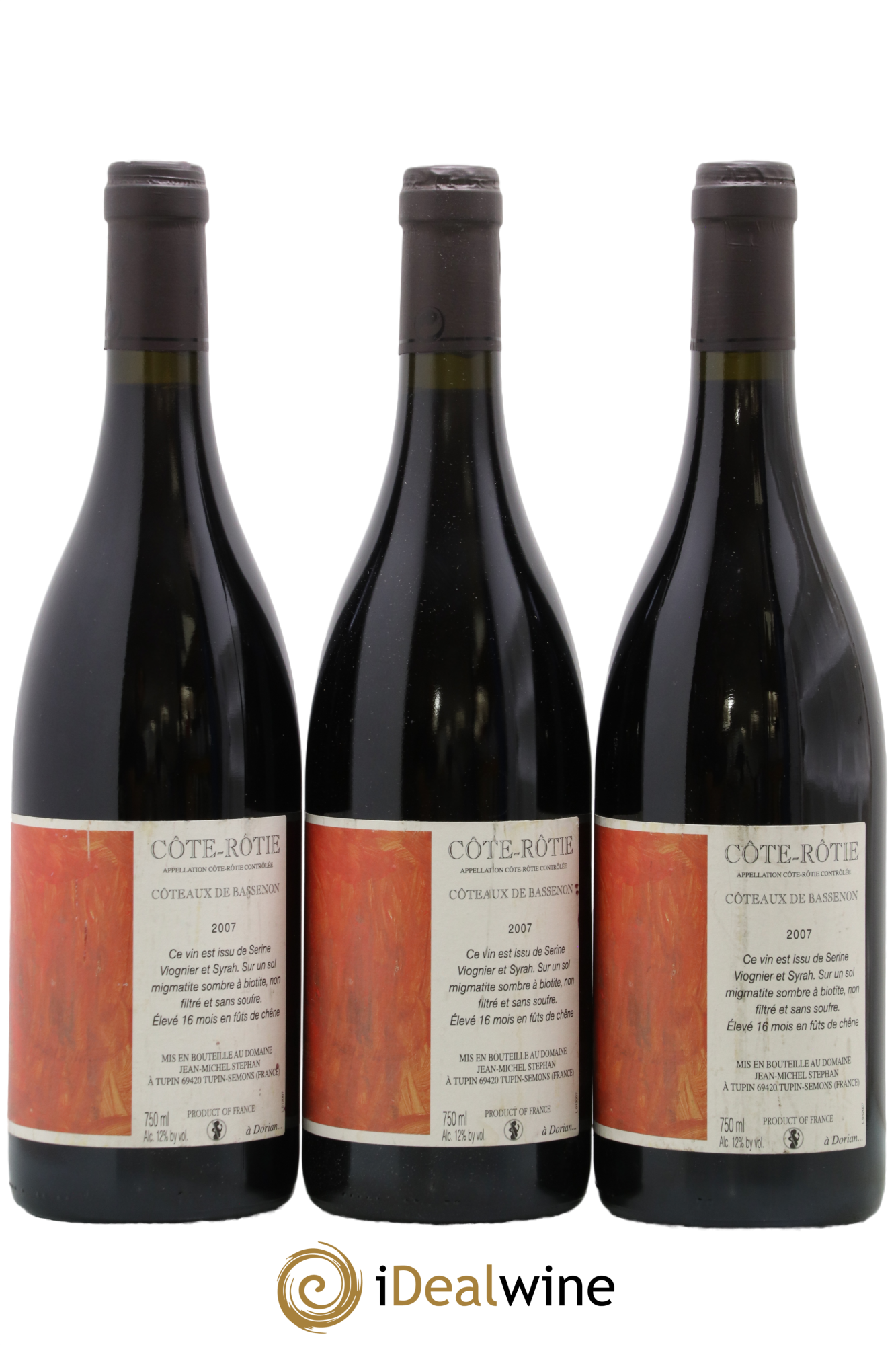 Côte-Rôtie Coteaux de Bassenon Jean-Michel Stephan 2007 - Lot de 3 bouteilles - 0
