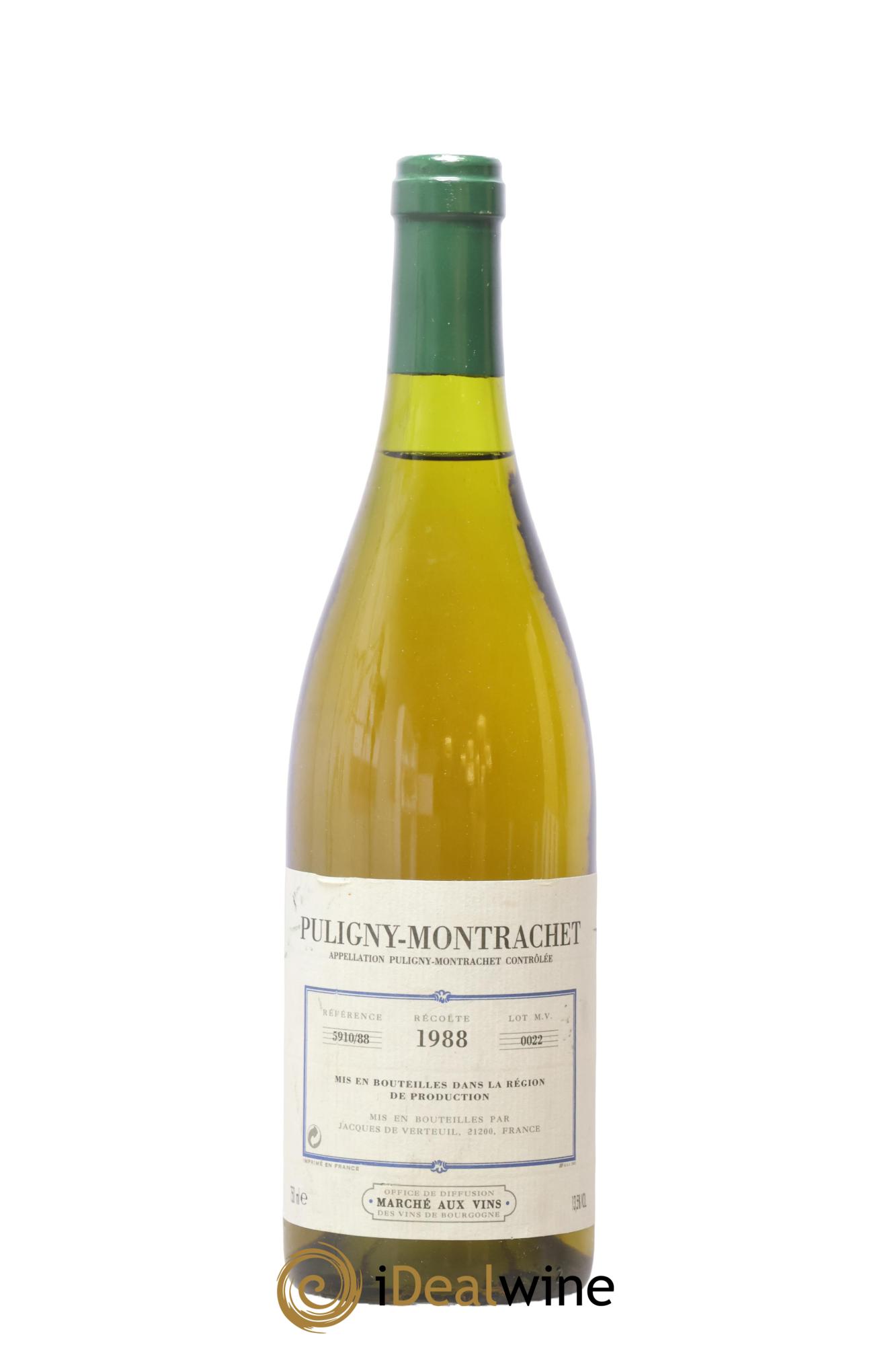 Puligny-Montrachet Marché aux vins embouteillé par Jacques de Verteuil 1988 - Lotto di 1 bottiglia - 0