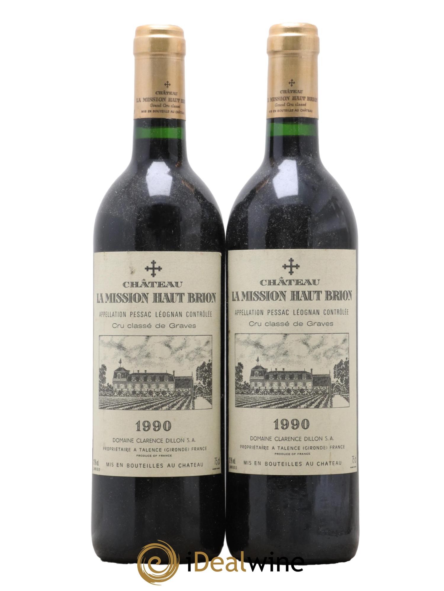 Château la Mission Haut-Brion Cru Classé de Graves 1990 - Lot of 2 bottles - 0