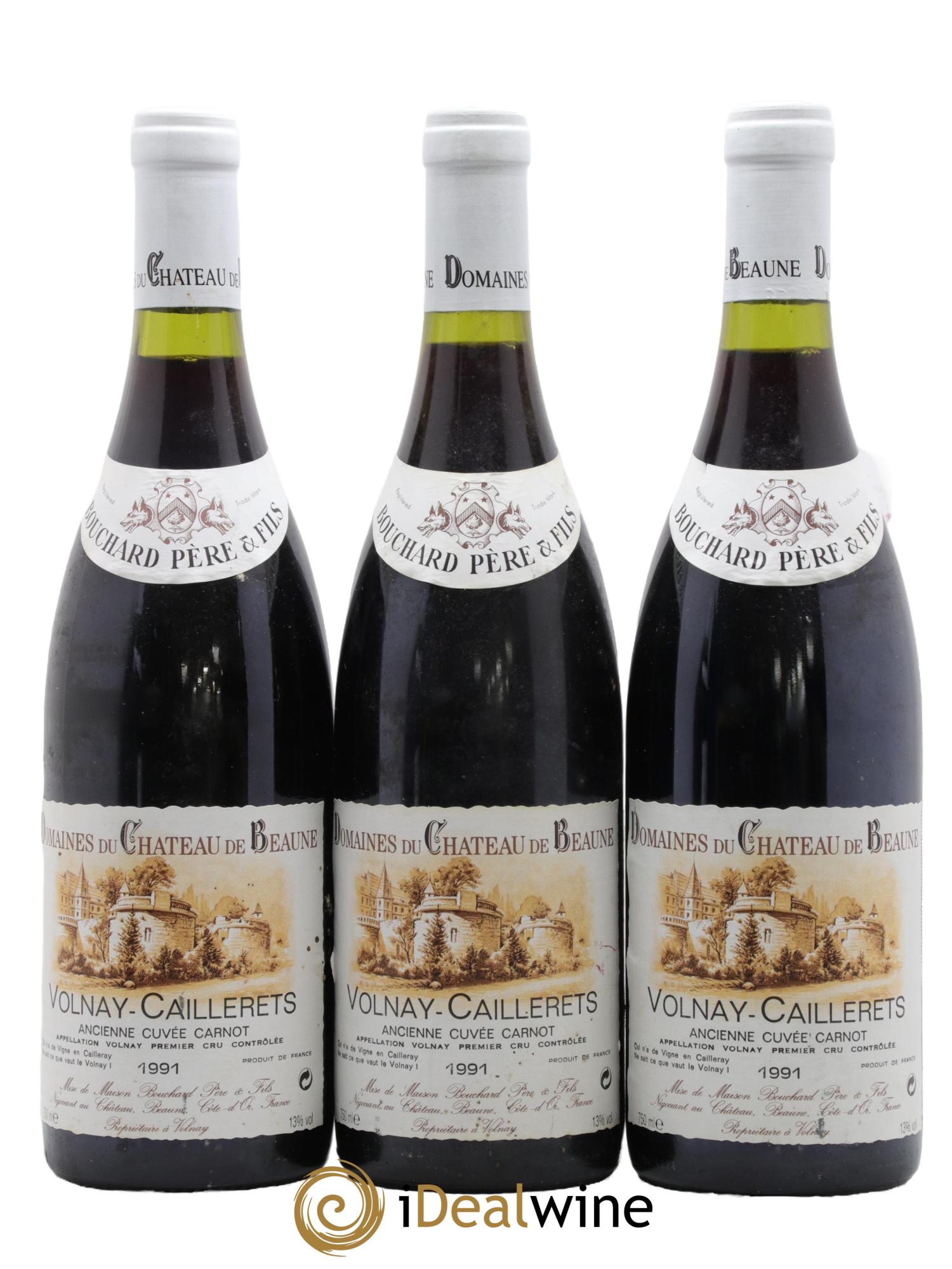 Volnay 1er Cru Caillerets - Ancienne Cuvée Carnot Bouchard Père & Fils 1991 - Lot de 3 bouteilles - 0