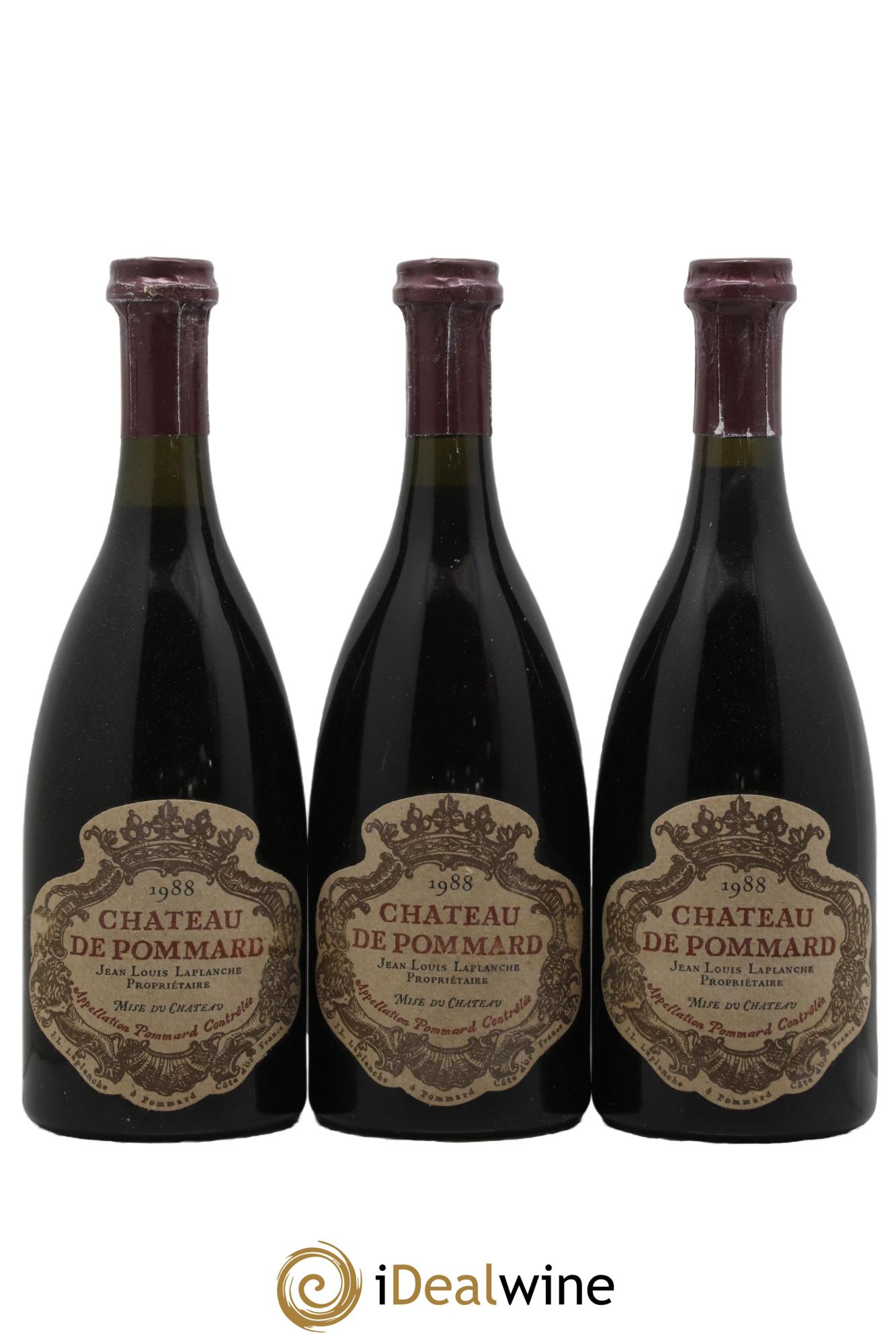 Pommard Château de Pommard 1988 - Lot of 3 bottles - 0