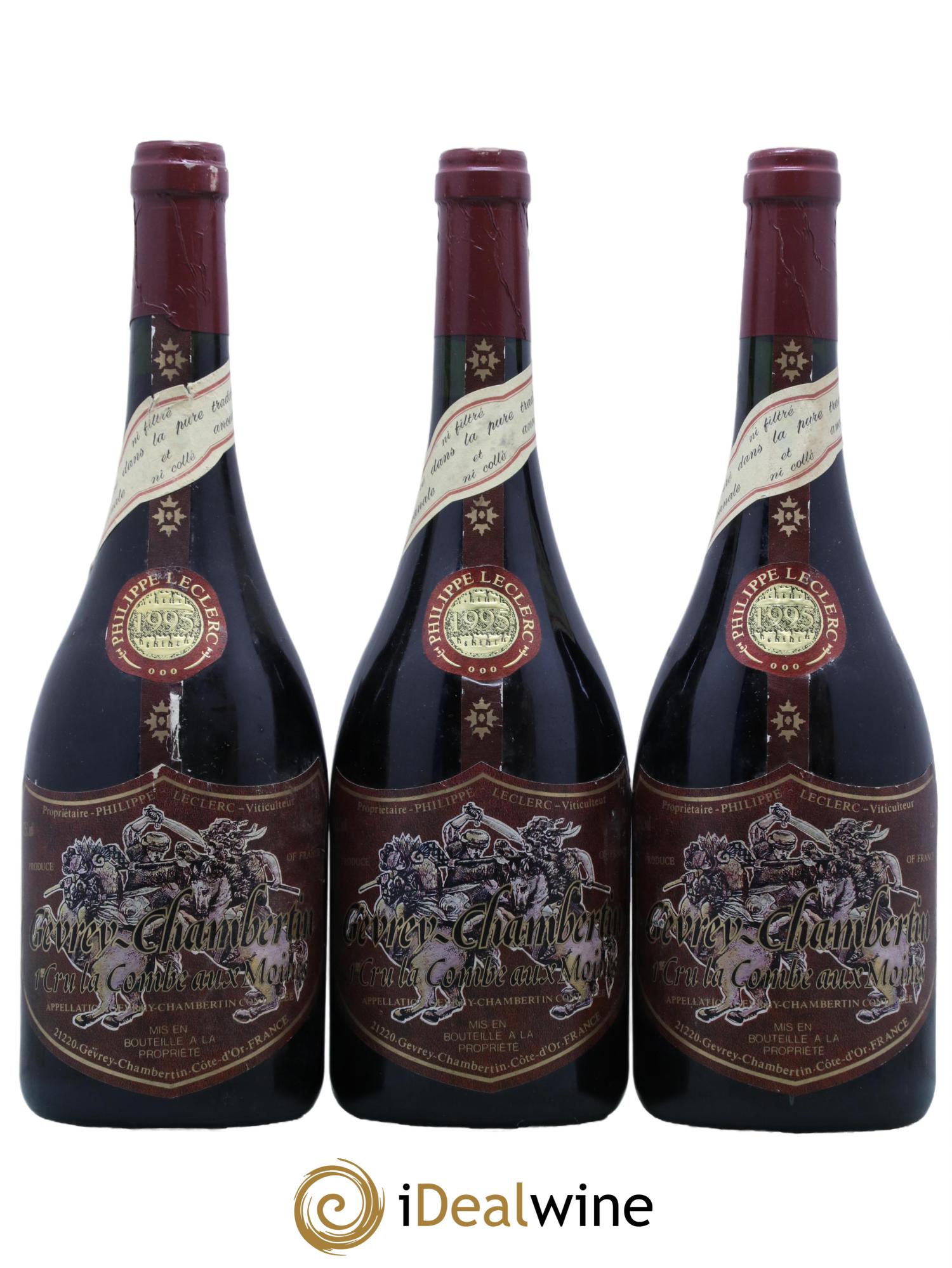 Gevrey-Chambertin 1er Cru La Combe aux Moines Philippe Leclerc 1995 - Lot de 3 bouteilles - 0