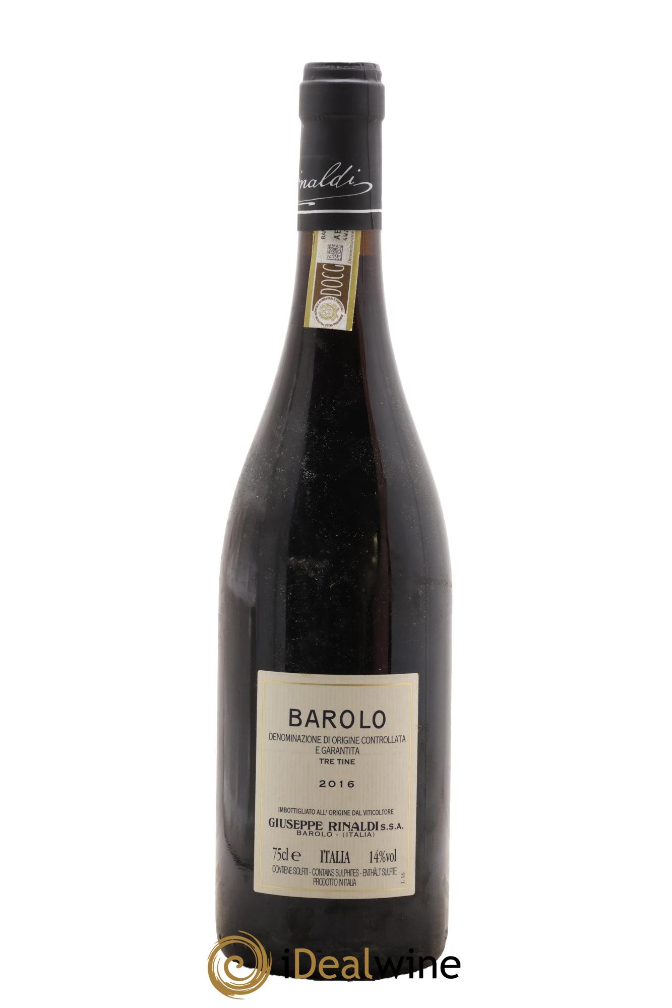 Barolo DOCG Tre Tine Giuseppe Rinaldi 2016 - Lot de 1 bouteille - 1