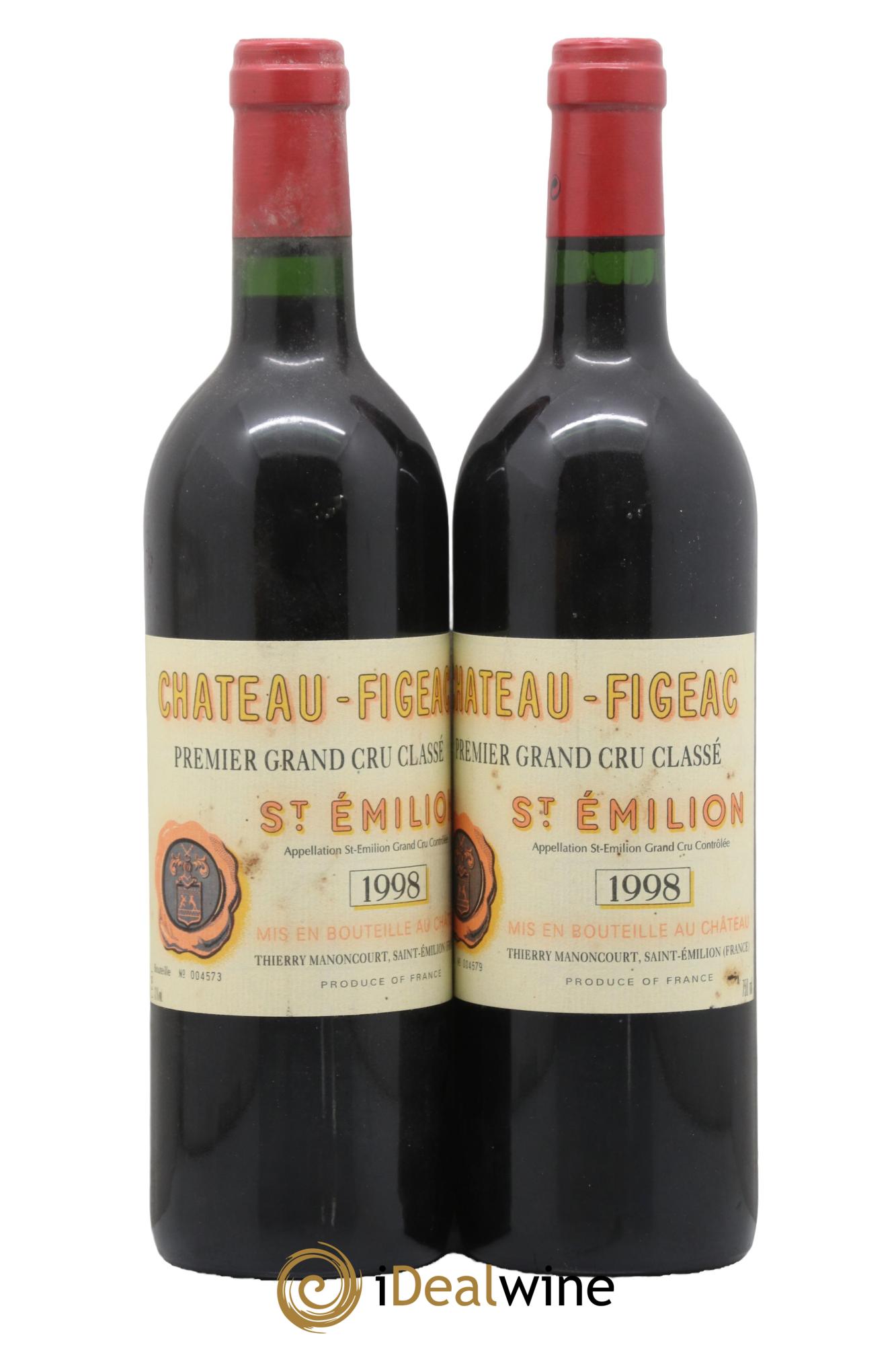 Château Figeac 1er Grand Cru Classé A  1998 - Lot de 2 bouteilles - 0
