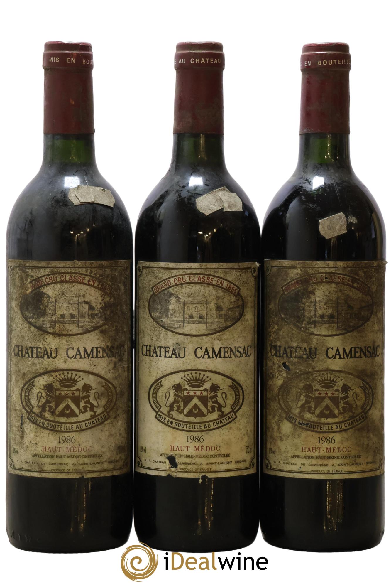 Château Camensac 5ème Grand Cru Classé 1986 - Lot de 3 bouteilles - 0