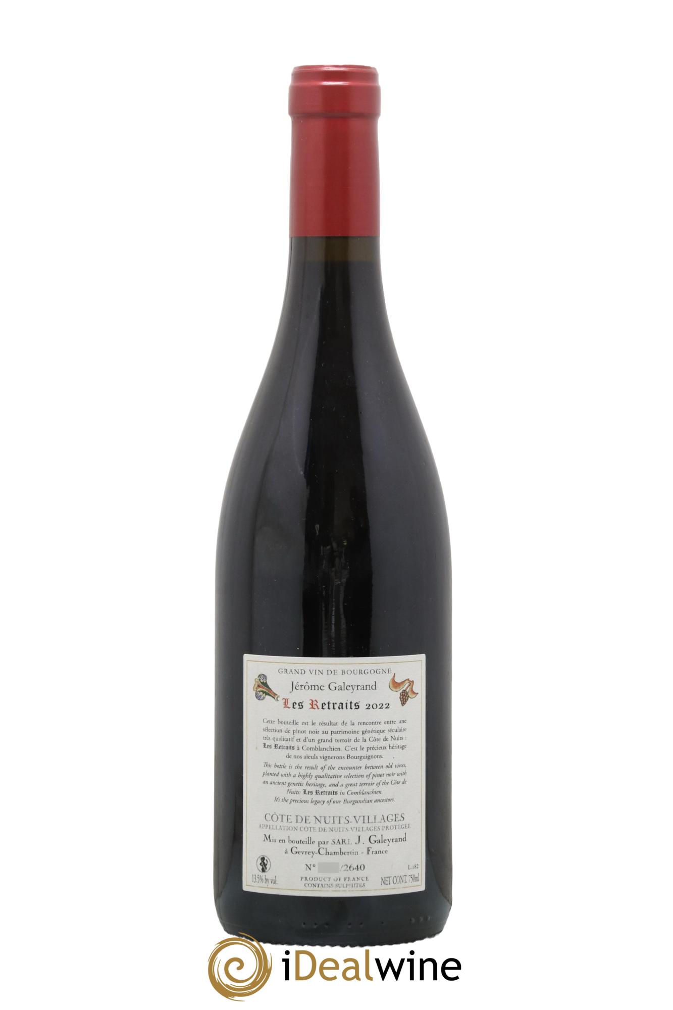 Côte de Nuits-Villages Les Retraits Domaine Jérôme Galeyrand 2022 - Lot de 1 bouteille - 1