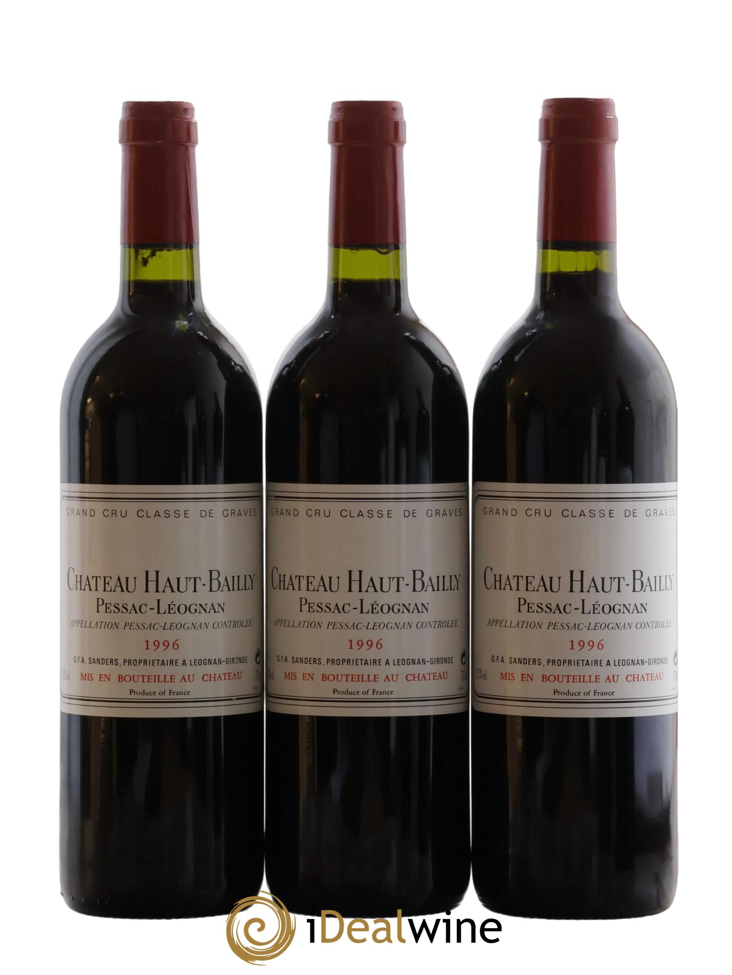 Château Haut-Bailly Cru Classé de Graves 1996 - Lot de 3 bouteilles - 0
