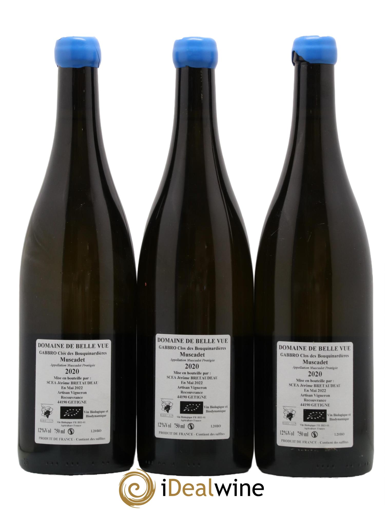 Muscadet-Sèvre-et-Maine Gabbro Clos des Bouquinardières Jérôme Bretaudeau - Domaine de Bellevue 2020 - Lot de 3 bouteilles - 1