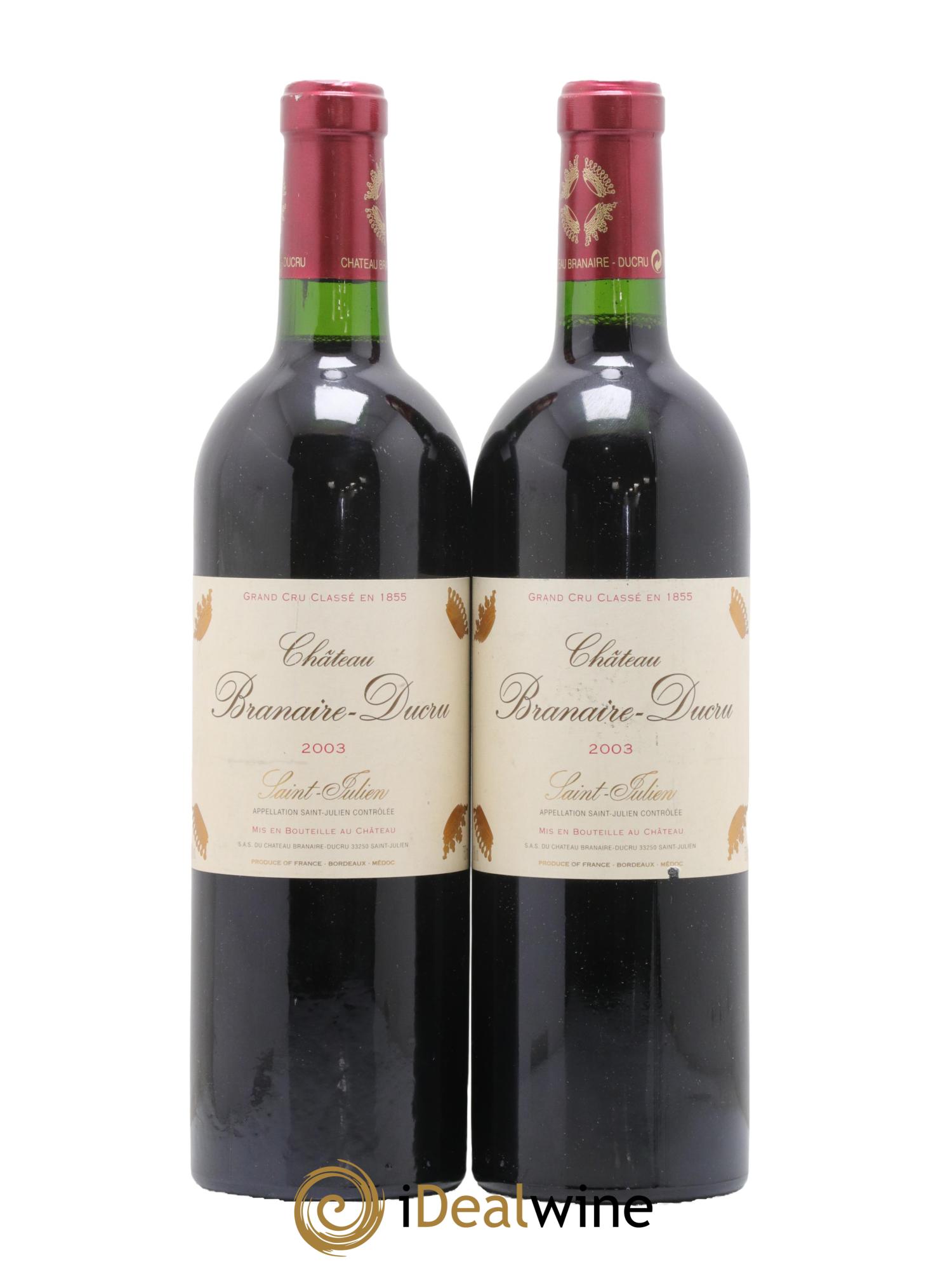 Château Branaire Ducru 4ème Grand Cru Classé 2003 - Lot de 2 bouteilles - 0