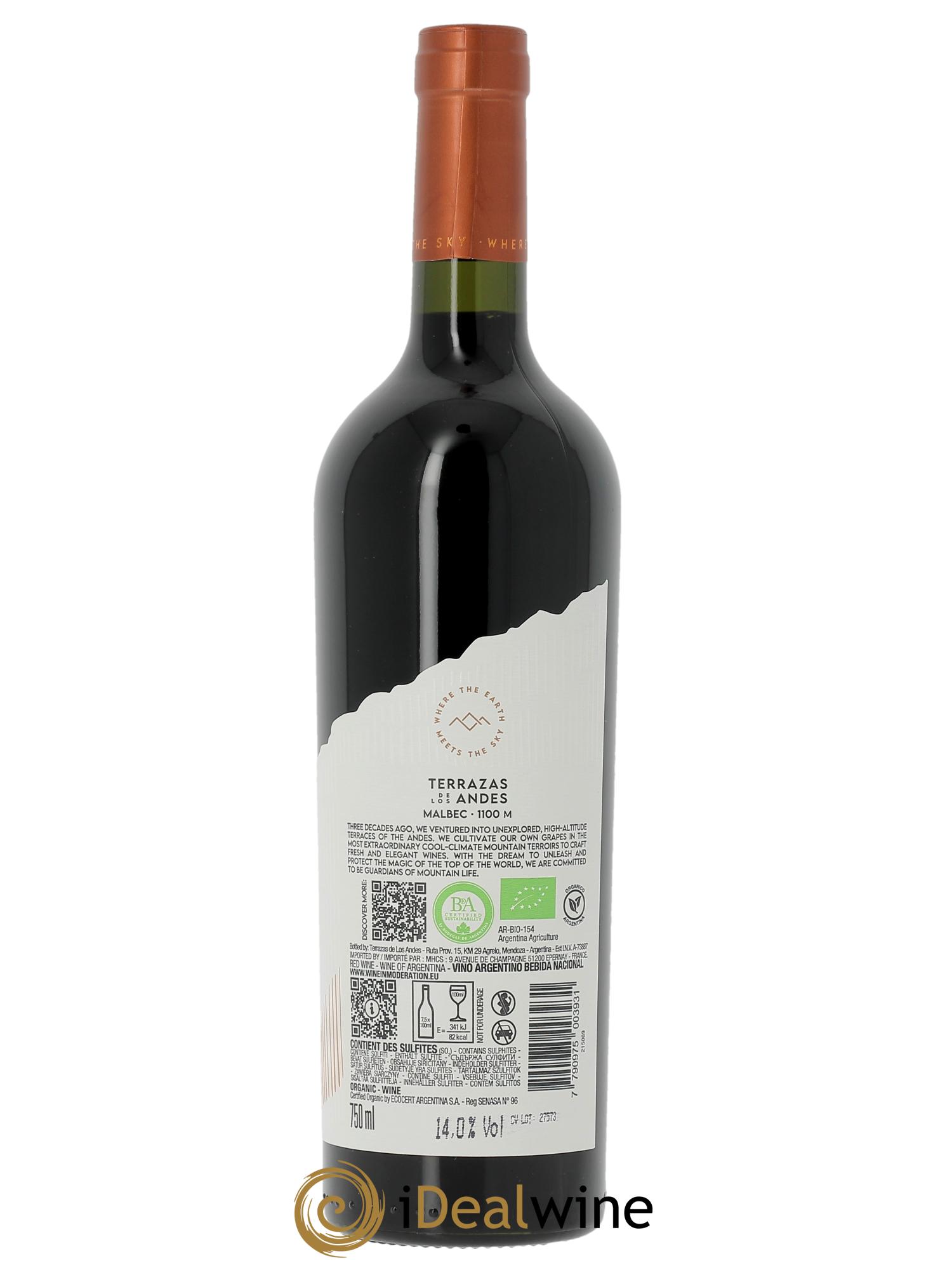 Mendoza Malbec Organic Terrazas de los Andes 2022 - Lot de 1 bouteille - 1
