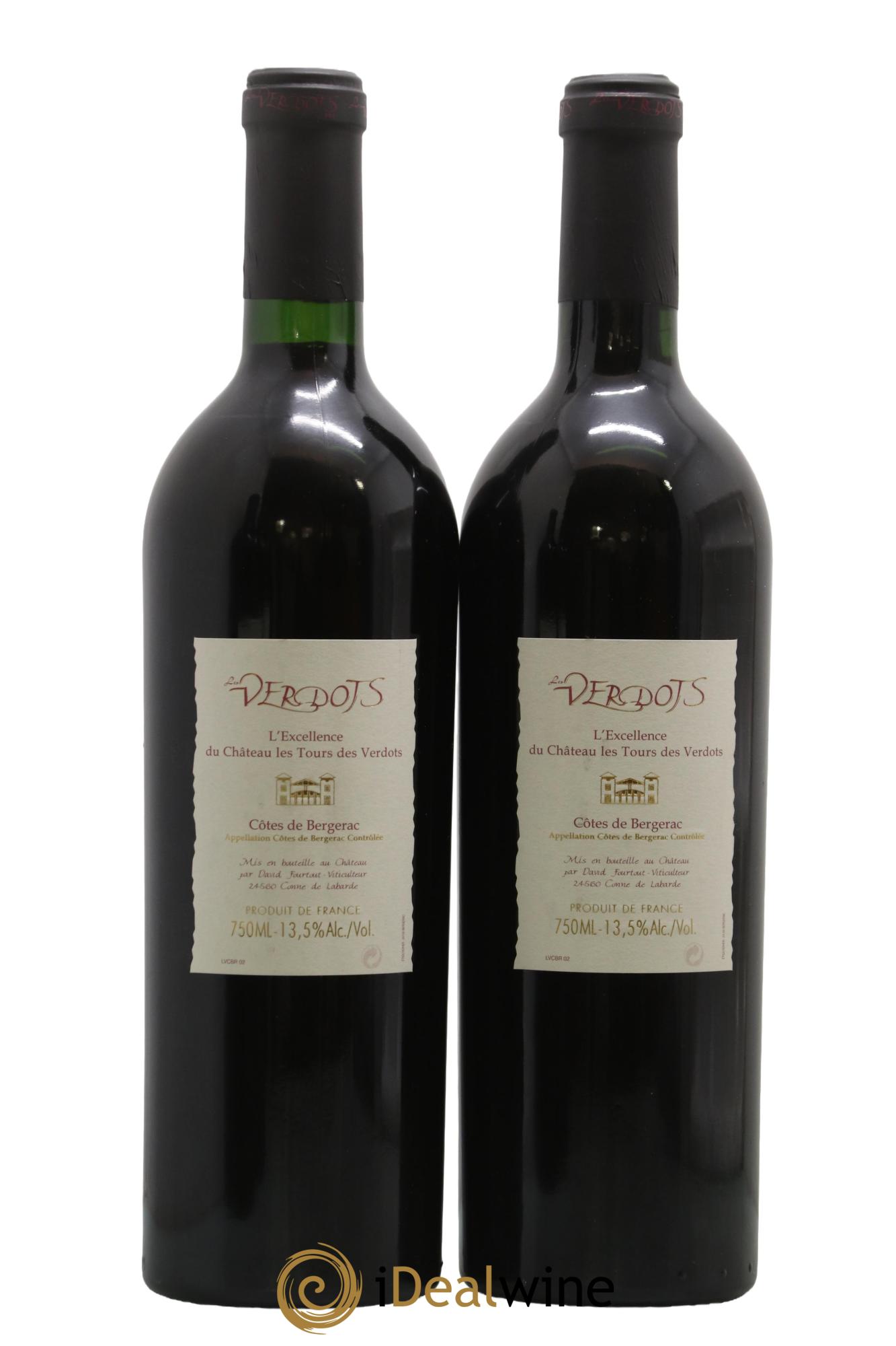 Côtes de Bergerac Les Verdots L'Excellence David Fourtout 2002 - Posten von 2 Flaschen - 1