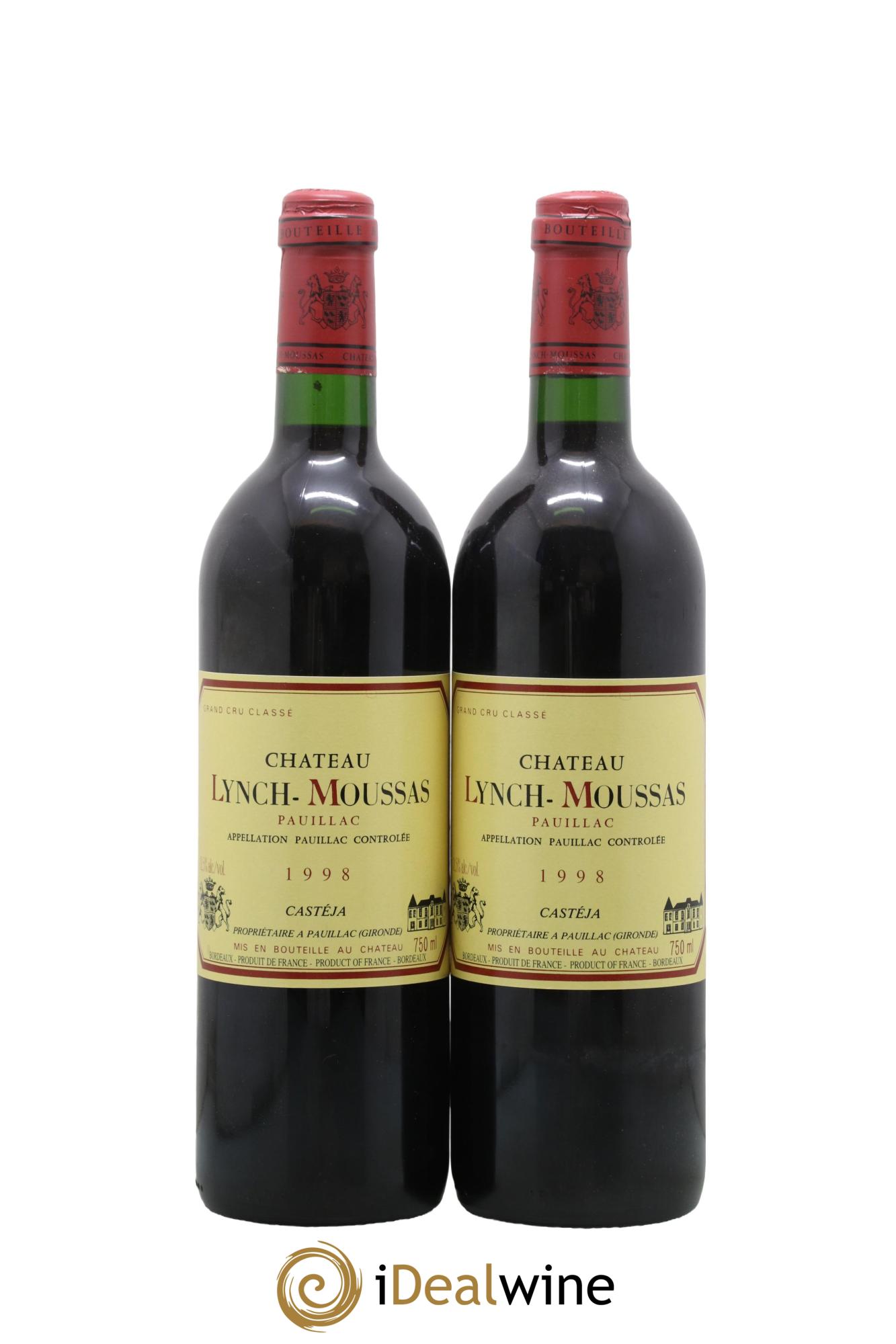 Château Lynch Moussas 5ème Grand Cru Classé 1998 - Lot de 2 bouteilles - 0