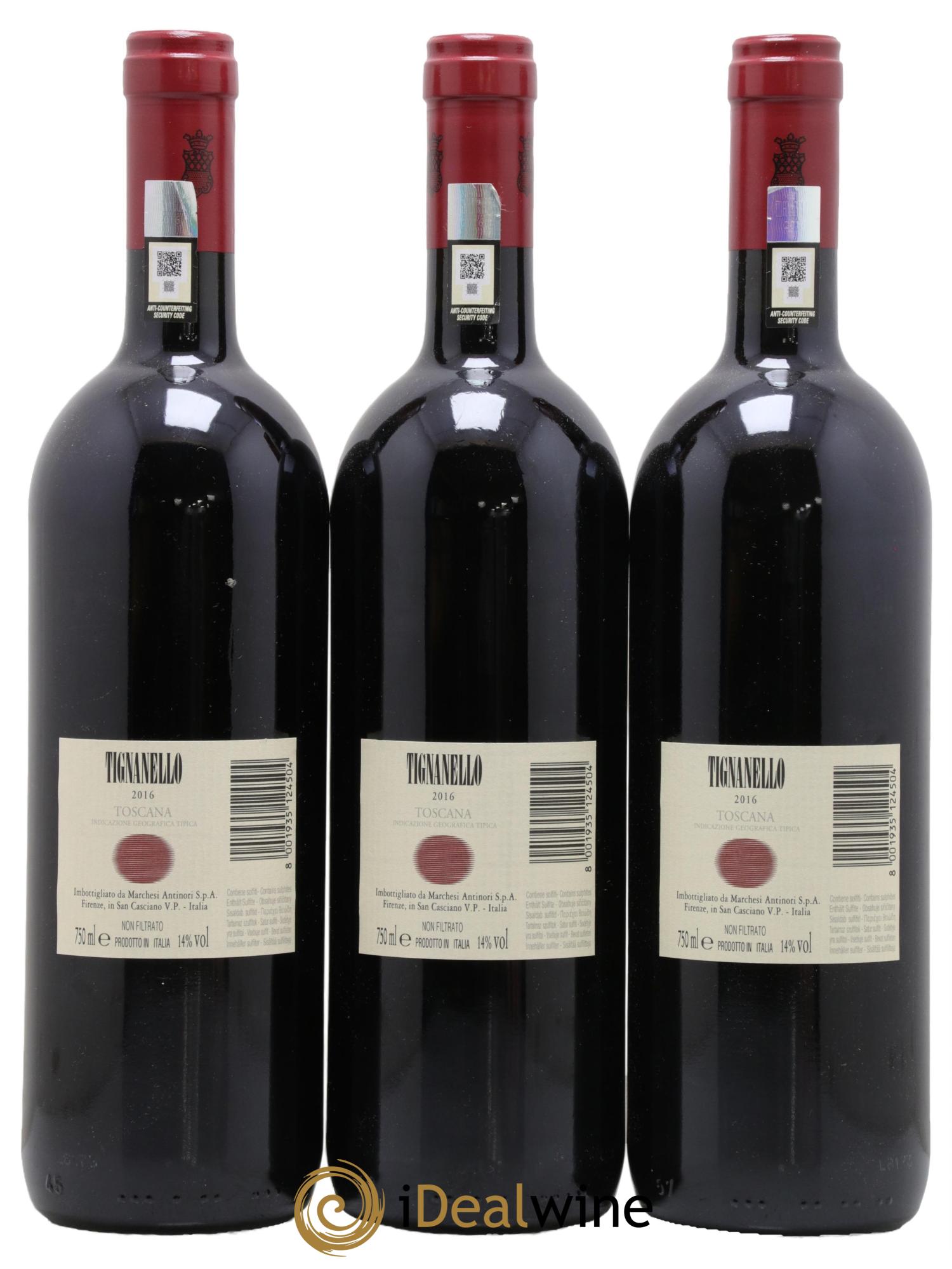 Toscana IGT Tignanello Tenuta Tignanello - Marchesi Antinori 2016 - Lotto di 3 bottiglie - 1