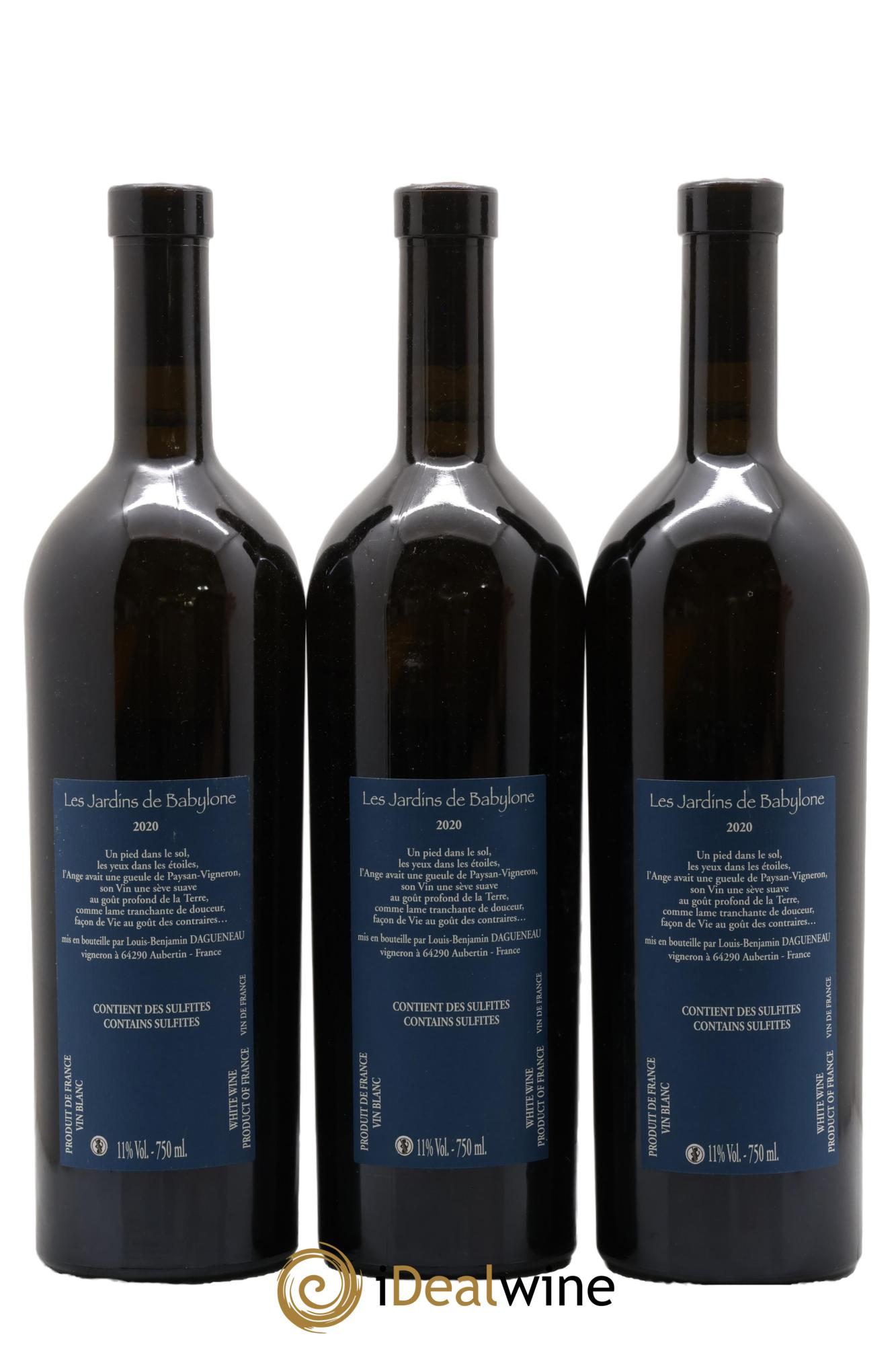 Vin de France (anciennement Jurançon) Jardins de Babylone Demi-Sec Didier Dagueneau (Domaine) 2020 - Lot de 3 bouteilles - 1