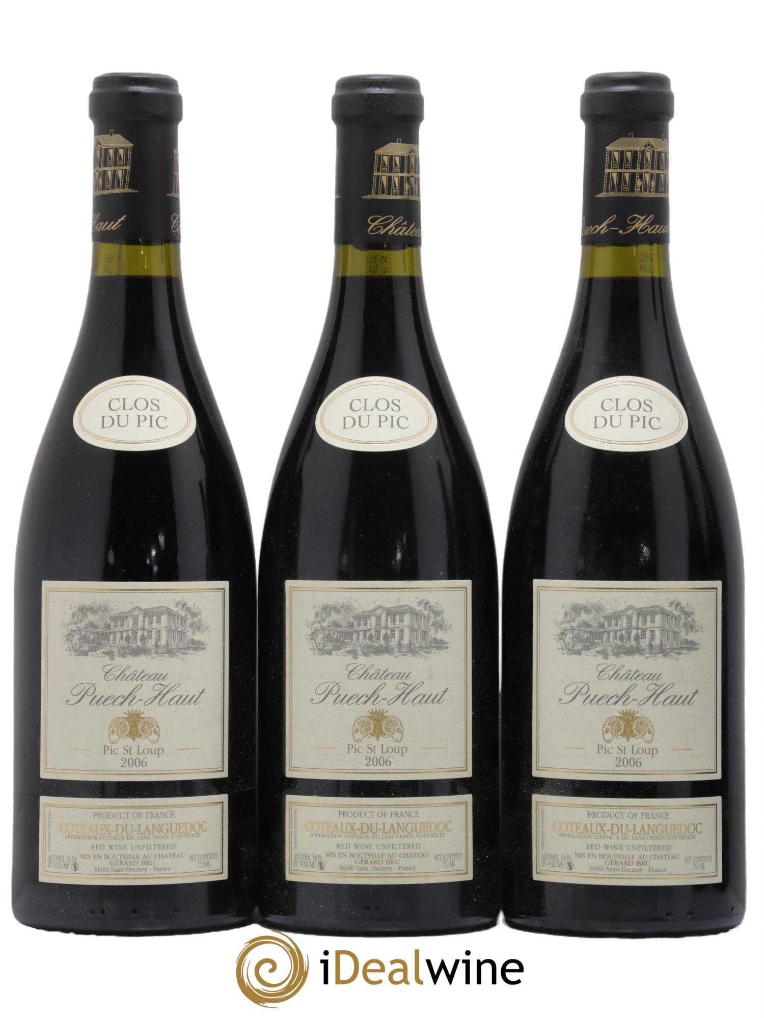 Pic Saint-Loup Château Puech-Haut Clos du Pic Gérard Bru 2006 - Lot de 6 bouteilles - 1