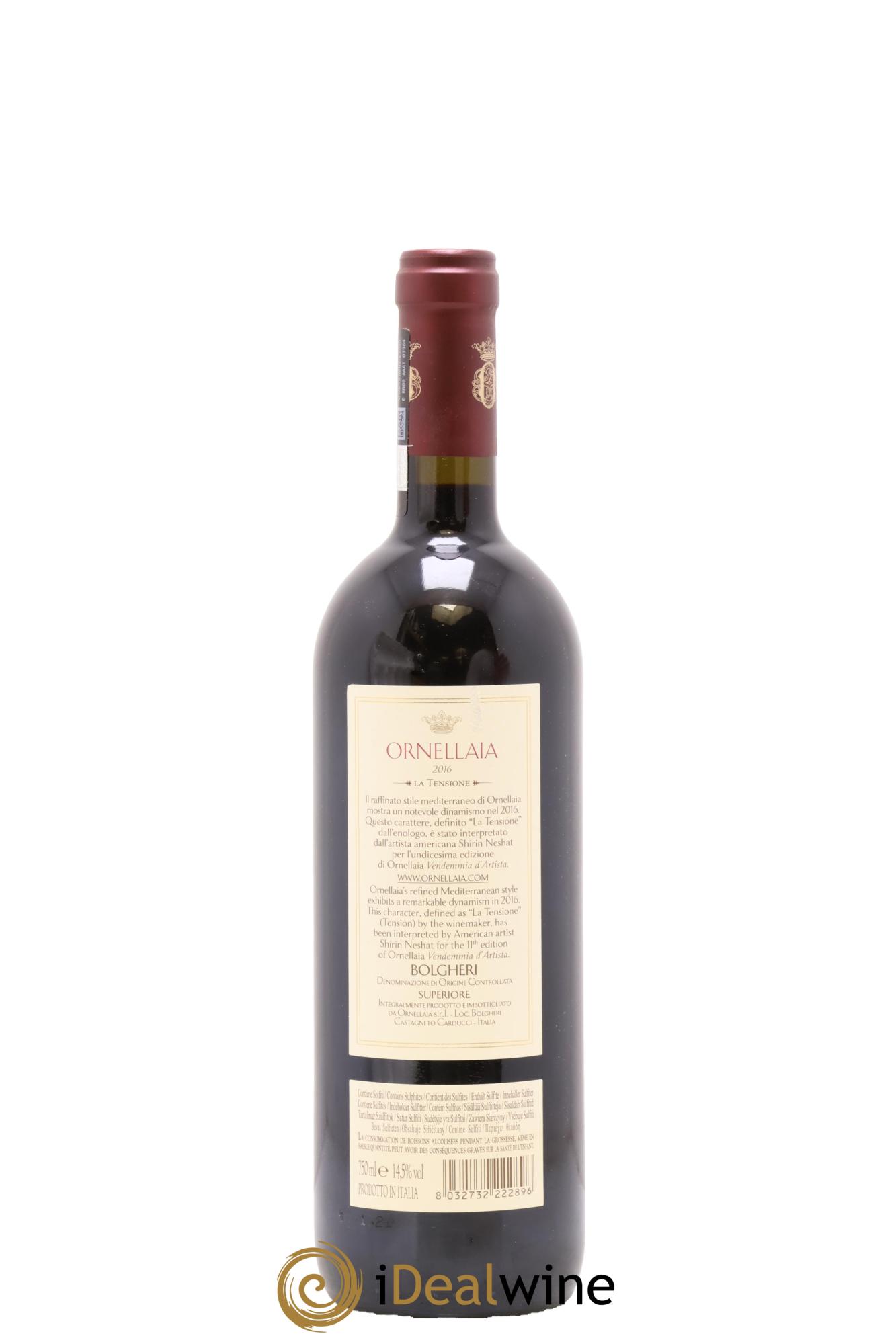 Bolgheri DOC Superiore La Tensione Ornellaia 2016 - Lot de 1 bouteille - 1