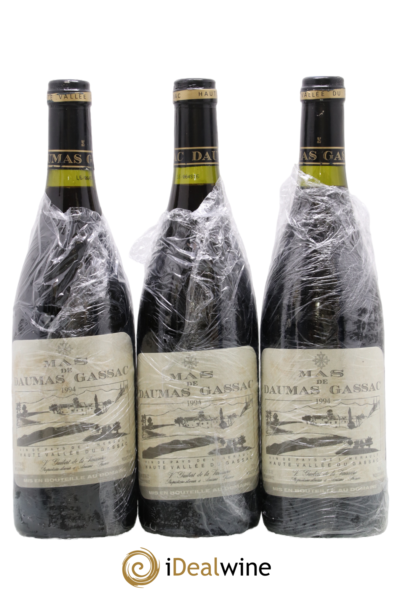 Saint-Guilhem-le-Désert - Cité d'Aniane Mas Daumas Gassac Famille Guibert de La Vaissière 1994 - Lot of 3 bottles - 0
