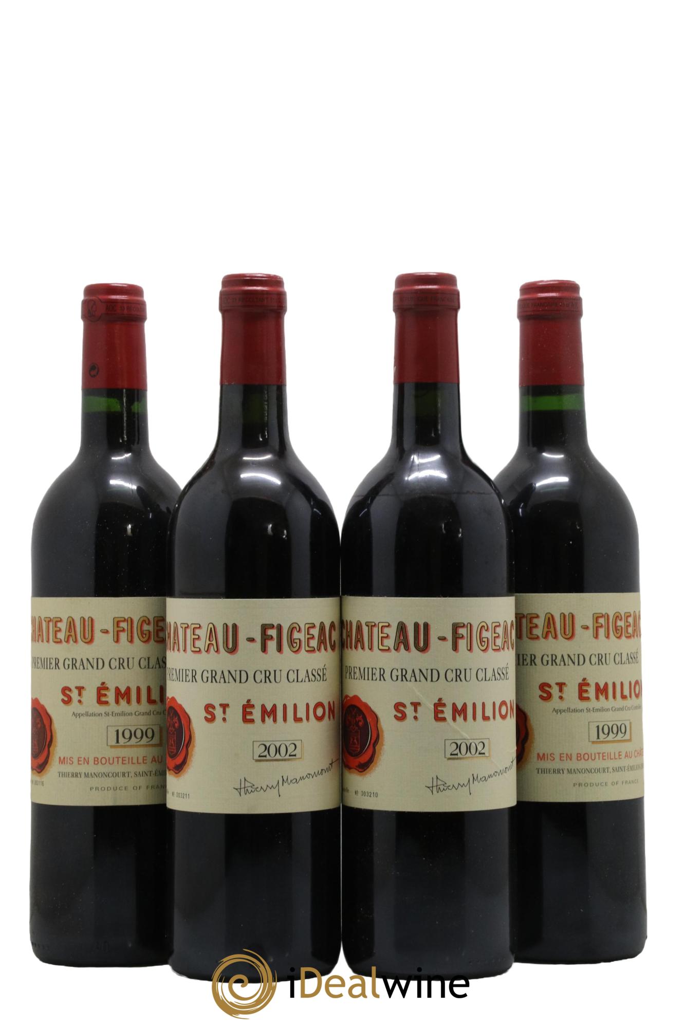 Château Figeac 1er Grand Cru Classé A 1999 et 2002 - Lot de 4 bouteilles - 0