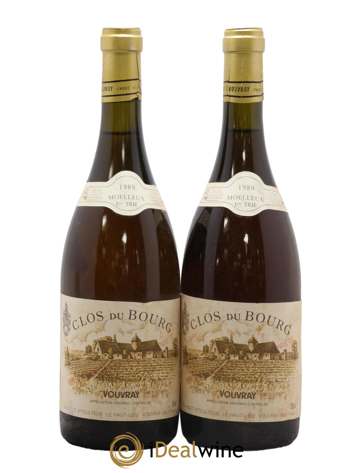 Vouvray Clos du Bourg Moelleux 1ère trie Domaine Huet 1989 - Posten von 2 Flaschen - 0