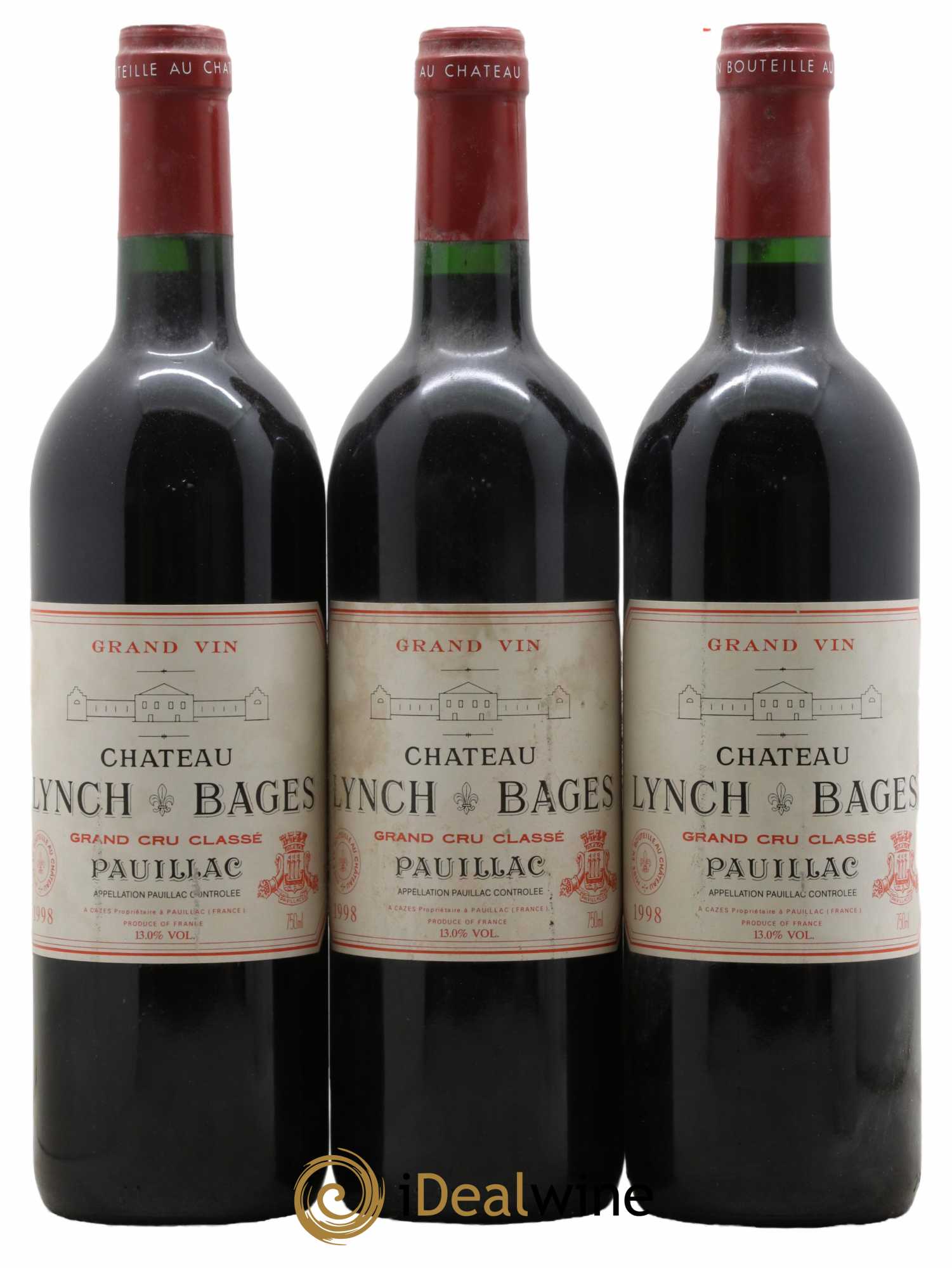 Château Lynch Bages 5ème Grand Cru Classé 1998 - Lot de 3 bouteilles - 0