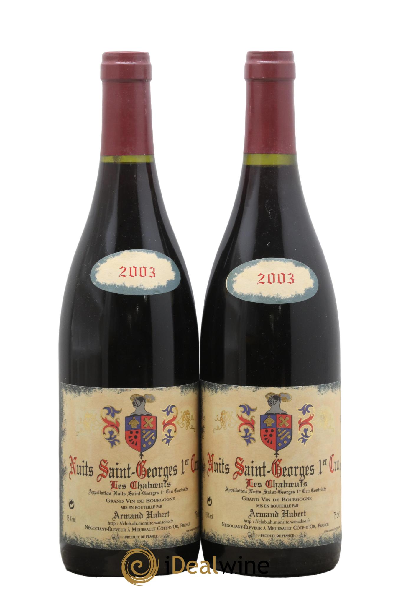 Nuits-Saint-Georges 1er Cru Les Chaboeufs Hubert Armand 2003 - Lotto di 2 bottiglie - 0