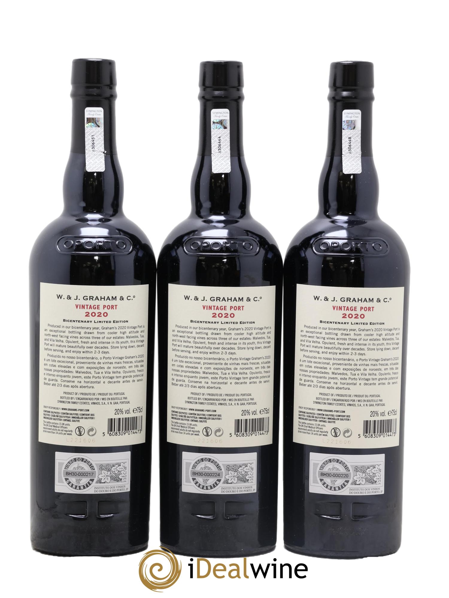 Porto Vintage Bicentenary Limited Edition W & J Graham’s 2020 - Posten von 3 Flaschen - 1