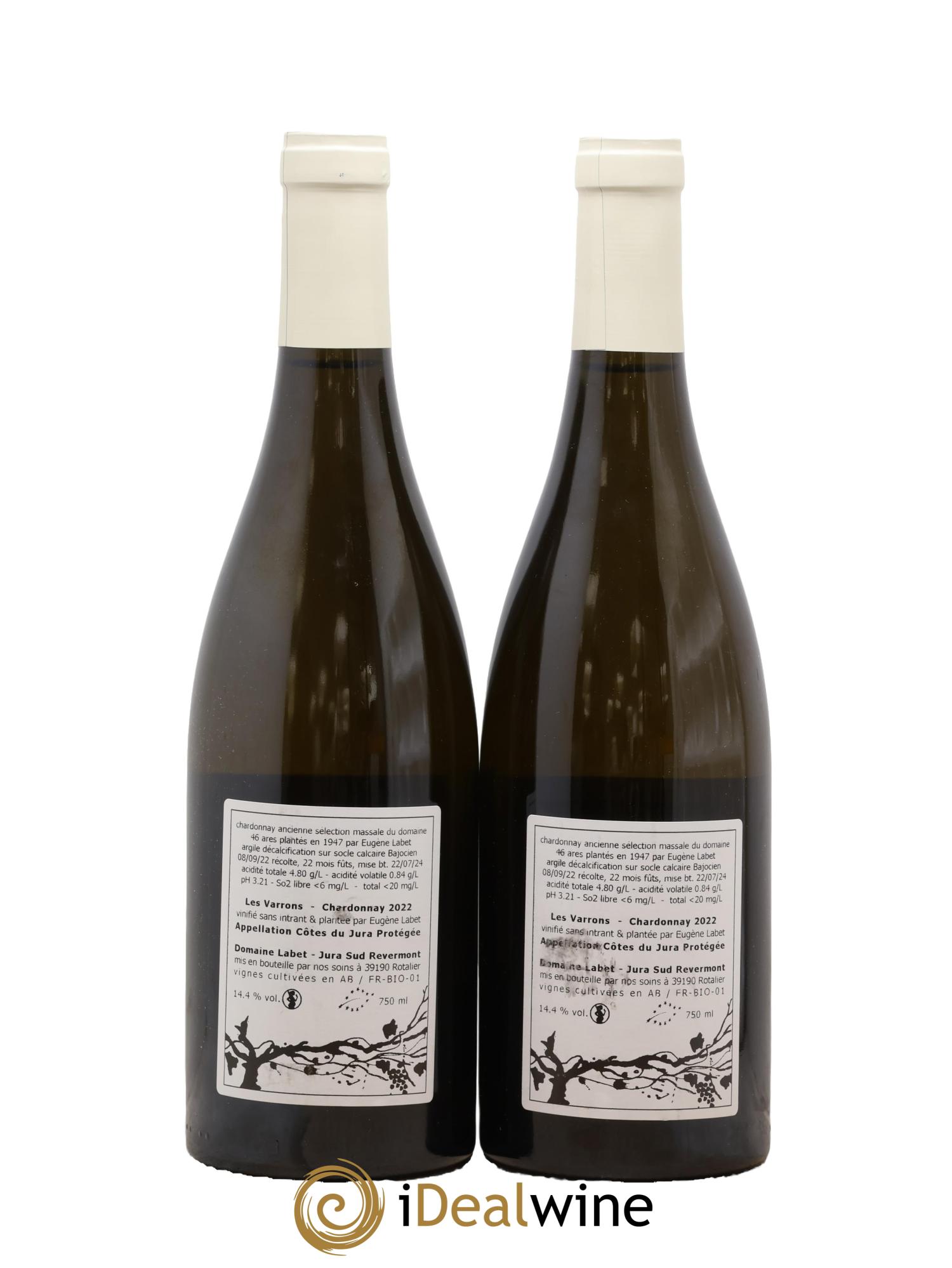 Côtes du Jura Chardonnay Les Varrons Romain - Julien - Charline Labet 2022 - Lot de 2 bouteilles - 1