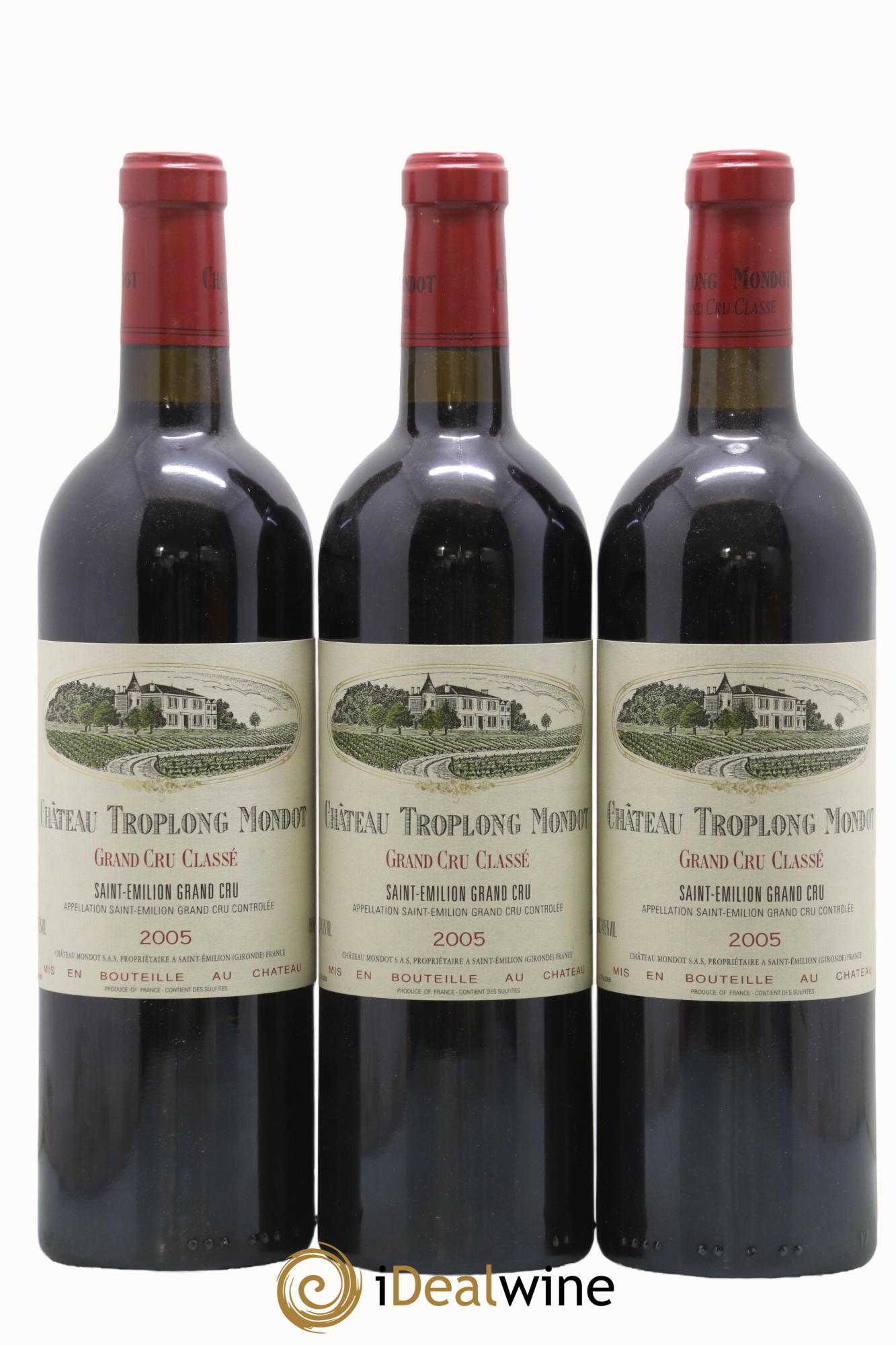Château Troplong Mondot 1er Grand Cru Classé B 2005 - Lot de 3 bouteilles - 0