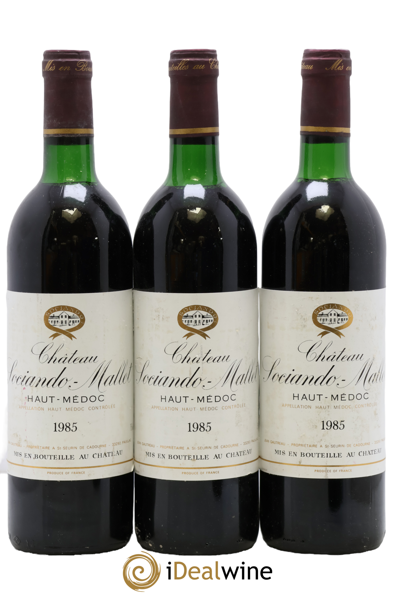 Château Sociando Mallet 1985 - Lot de 3 bouteilles - 0