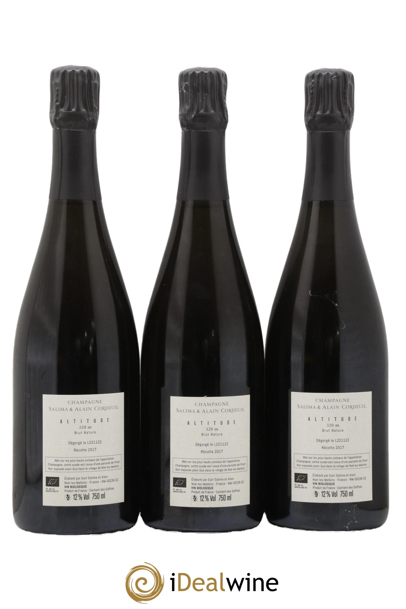 Champagne Brut Nature Altitude 320m Cordeuil Alain Et Salima 2018 - Lot de 3 bouteilles - 1