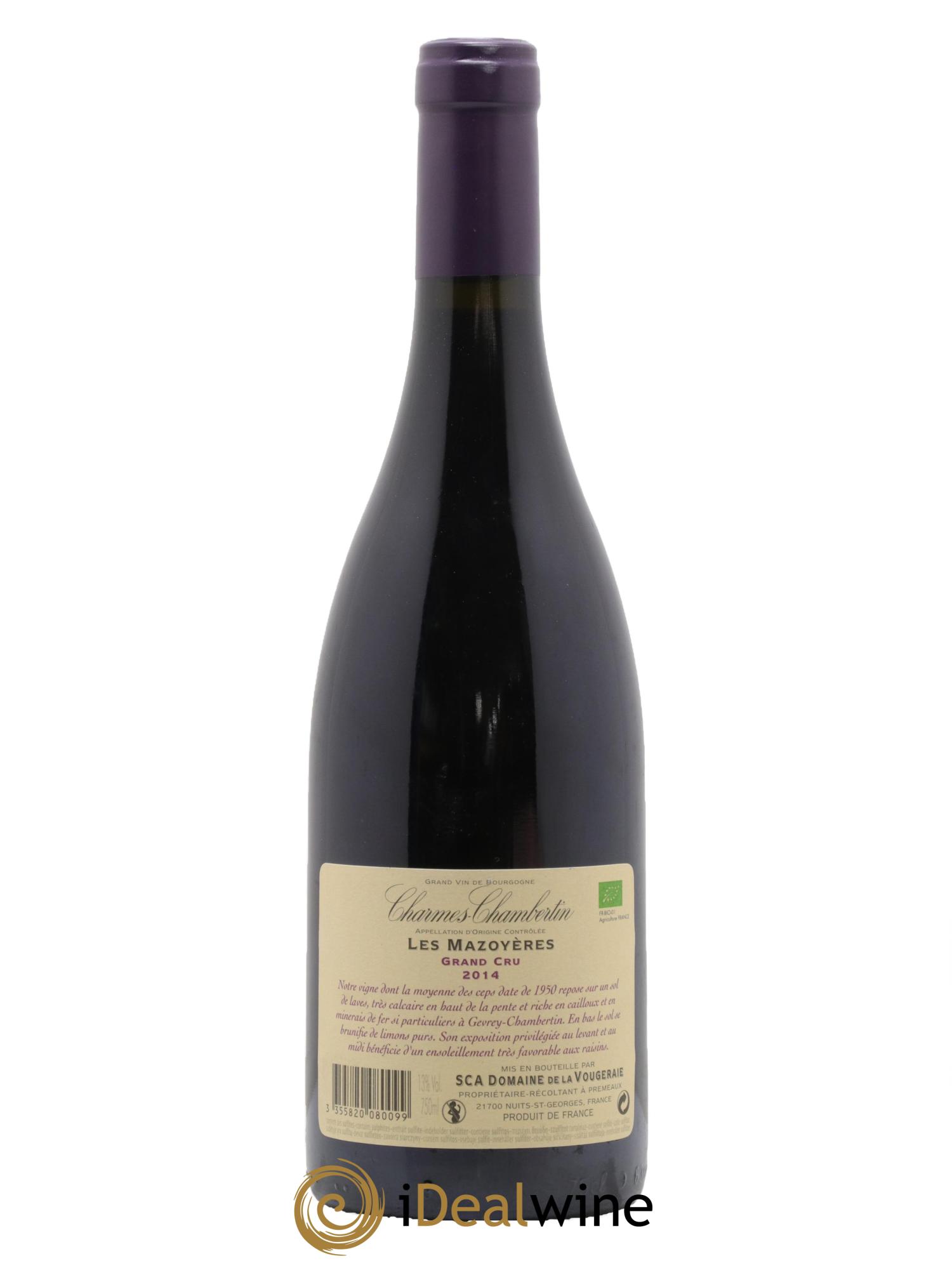Charmes-Chambertin Grand Cru Les Mazoyères La Vougeraie 2014 - Lotto di 1 bottiglia - 1