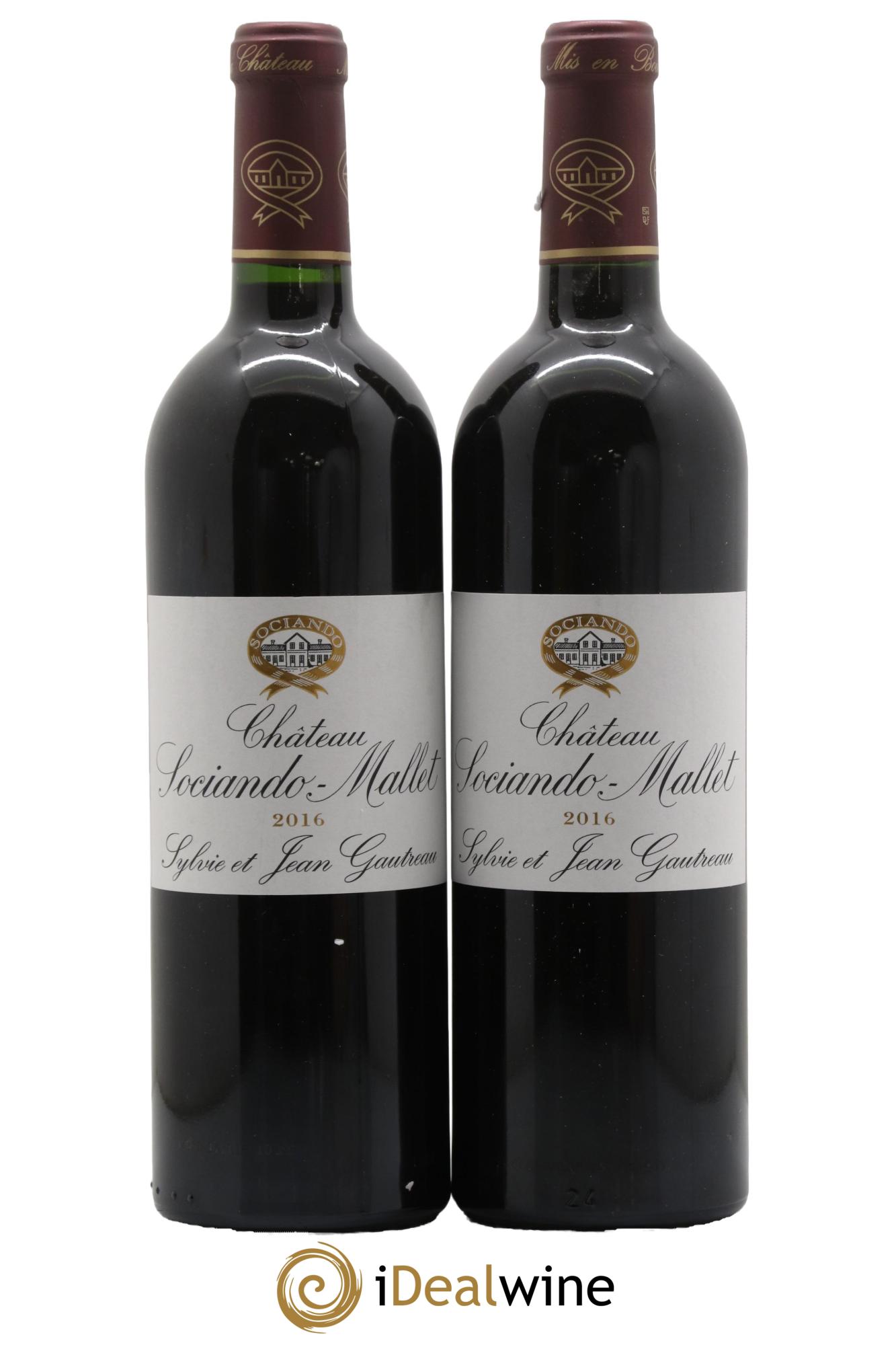 Château Sociando Mallet 2016 - Lotto di 2 bottiglie - 0
