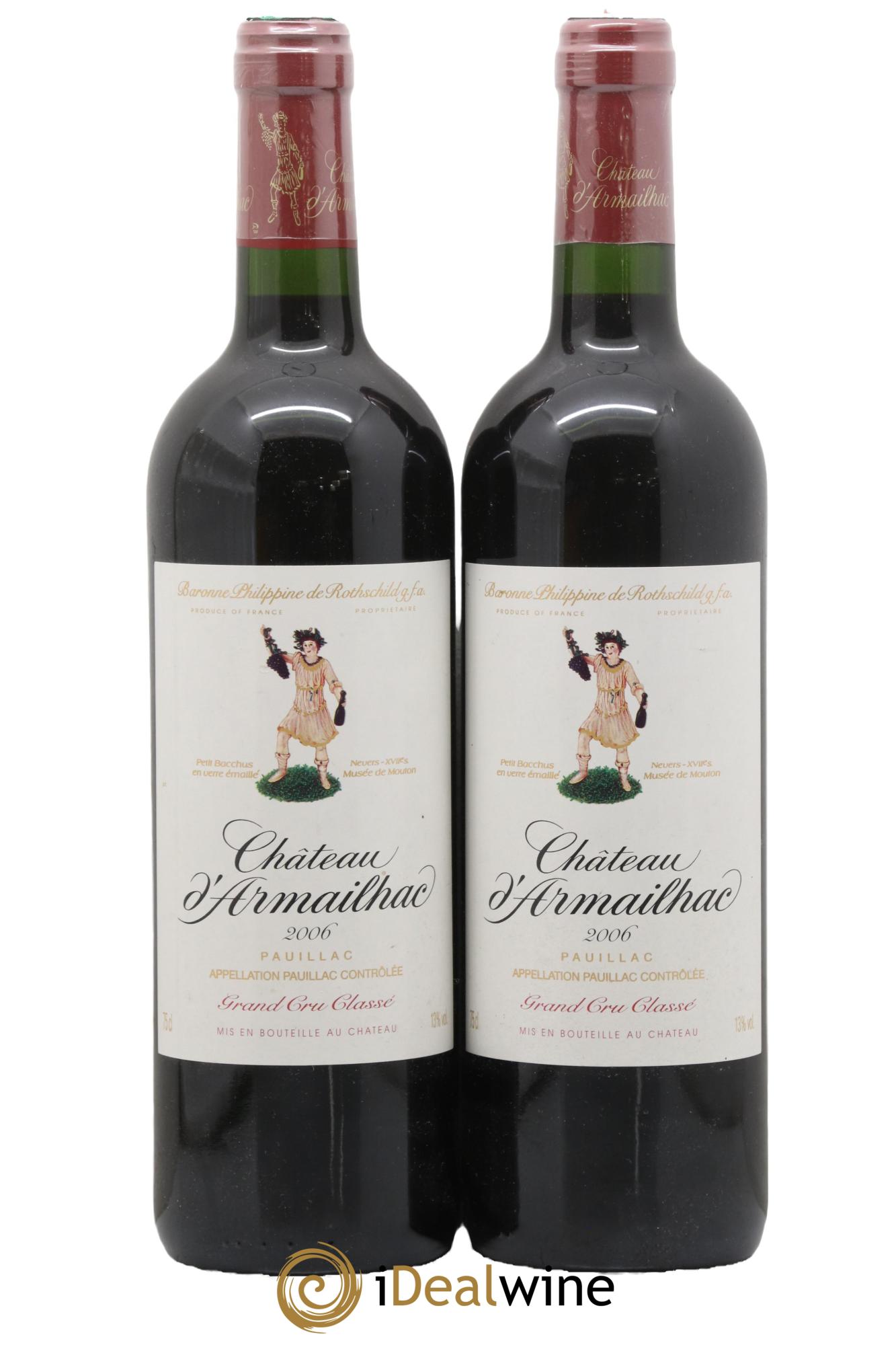 Château d' Armailhac - Mouton Baron(ne) Philippe 5ème Grand Cru Classé 2006 - Lot de 2 bouteilles - 0