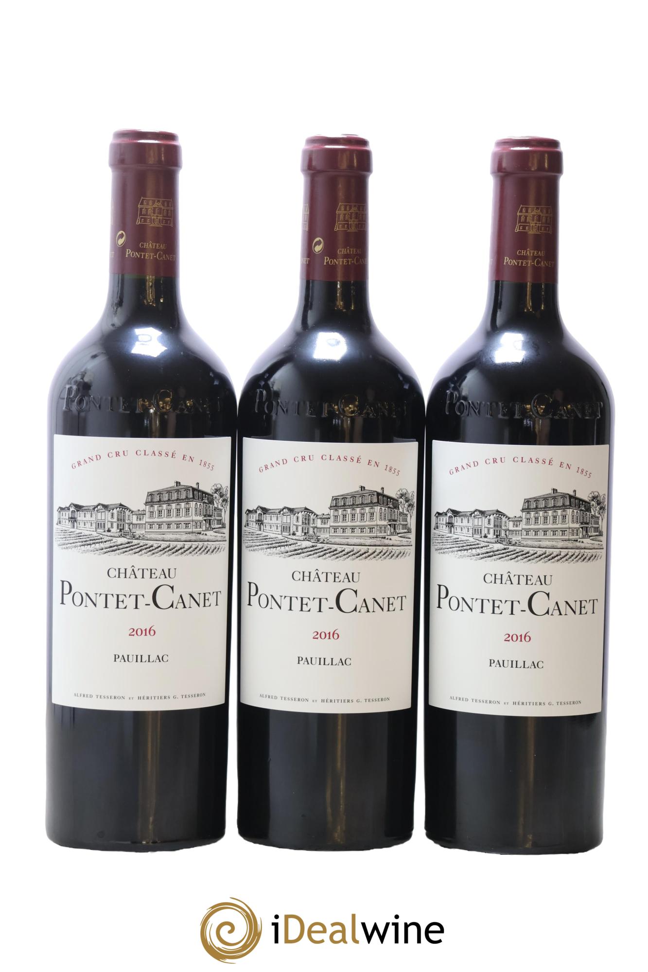 Château Pontet Canet 5ème Grand Cru Classé 2016 - Lot de 3 bouteilles - 0